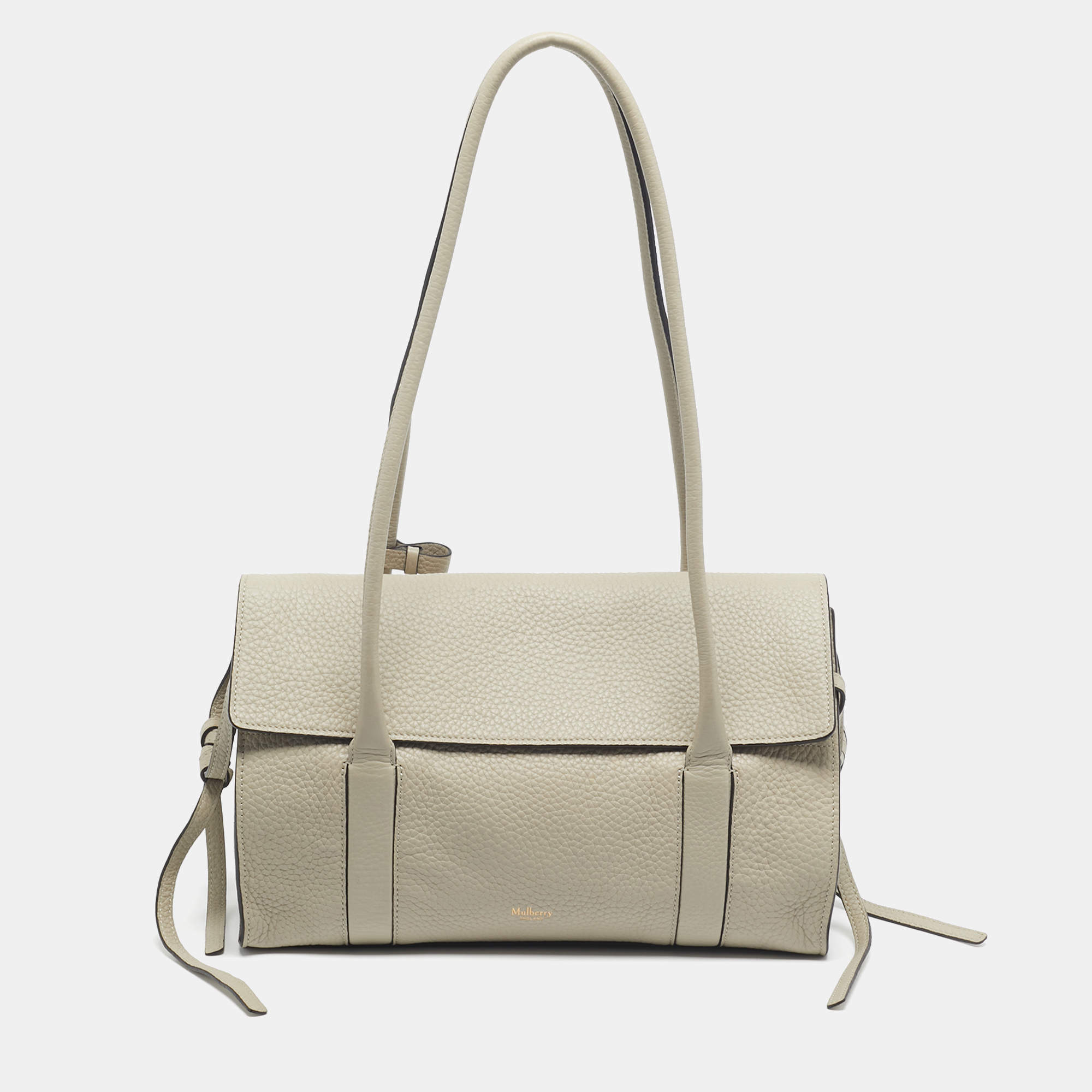 Pre Owned Mulberry Chalk Leather Small Soft Bayswater Satchel