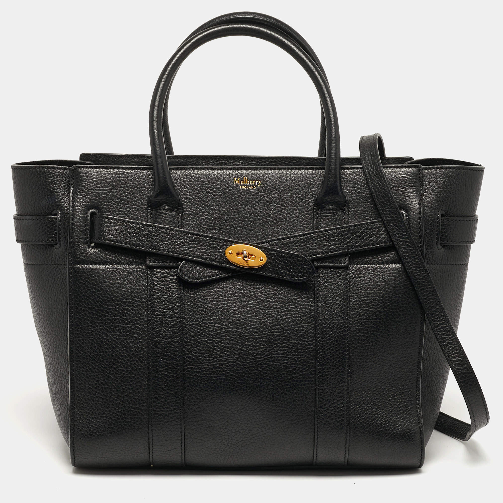 Pre Owned Mulberry Zipped Bayswater Small Black Leather Tote