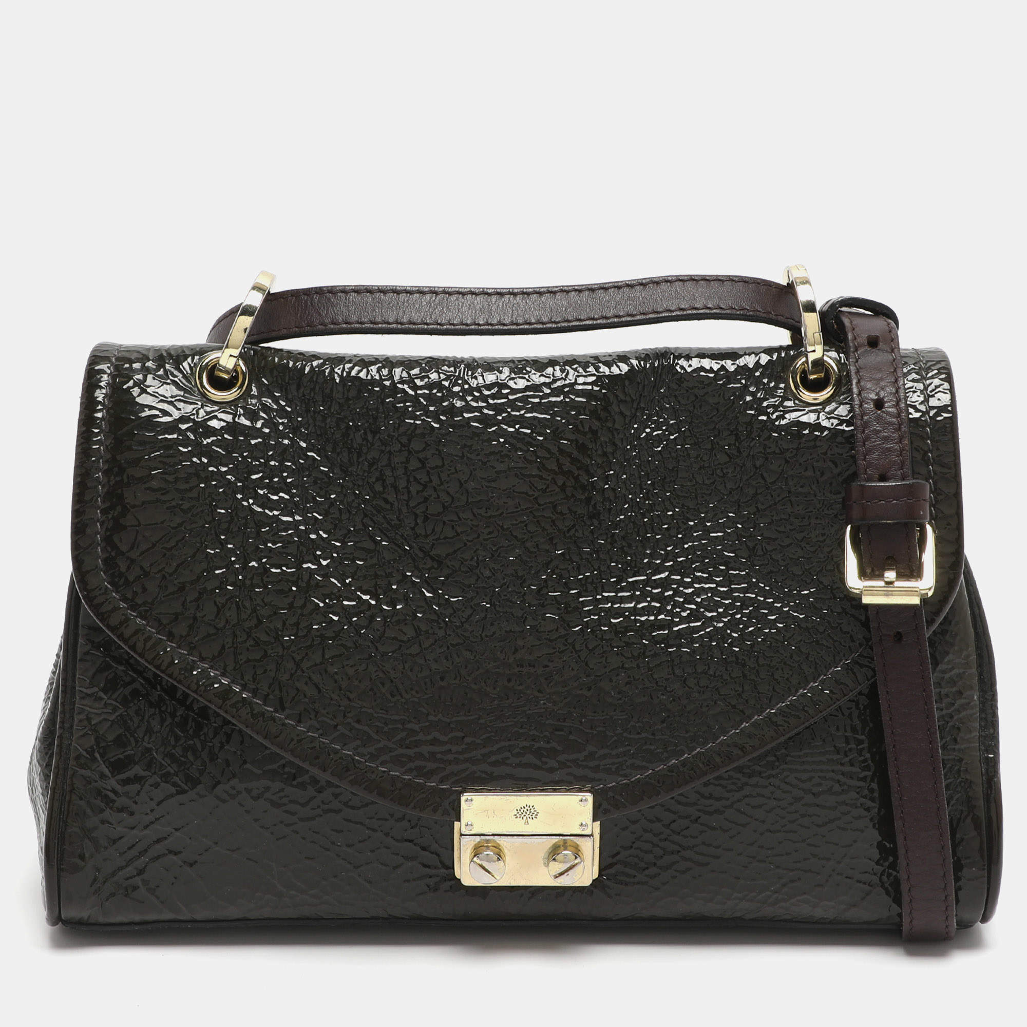 مملوكة مسبقًا حقيبة مالبري نيلي جلد براءات اختراع أخضر للكتف