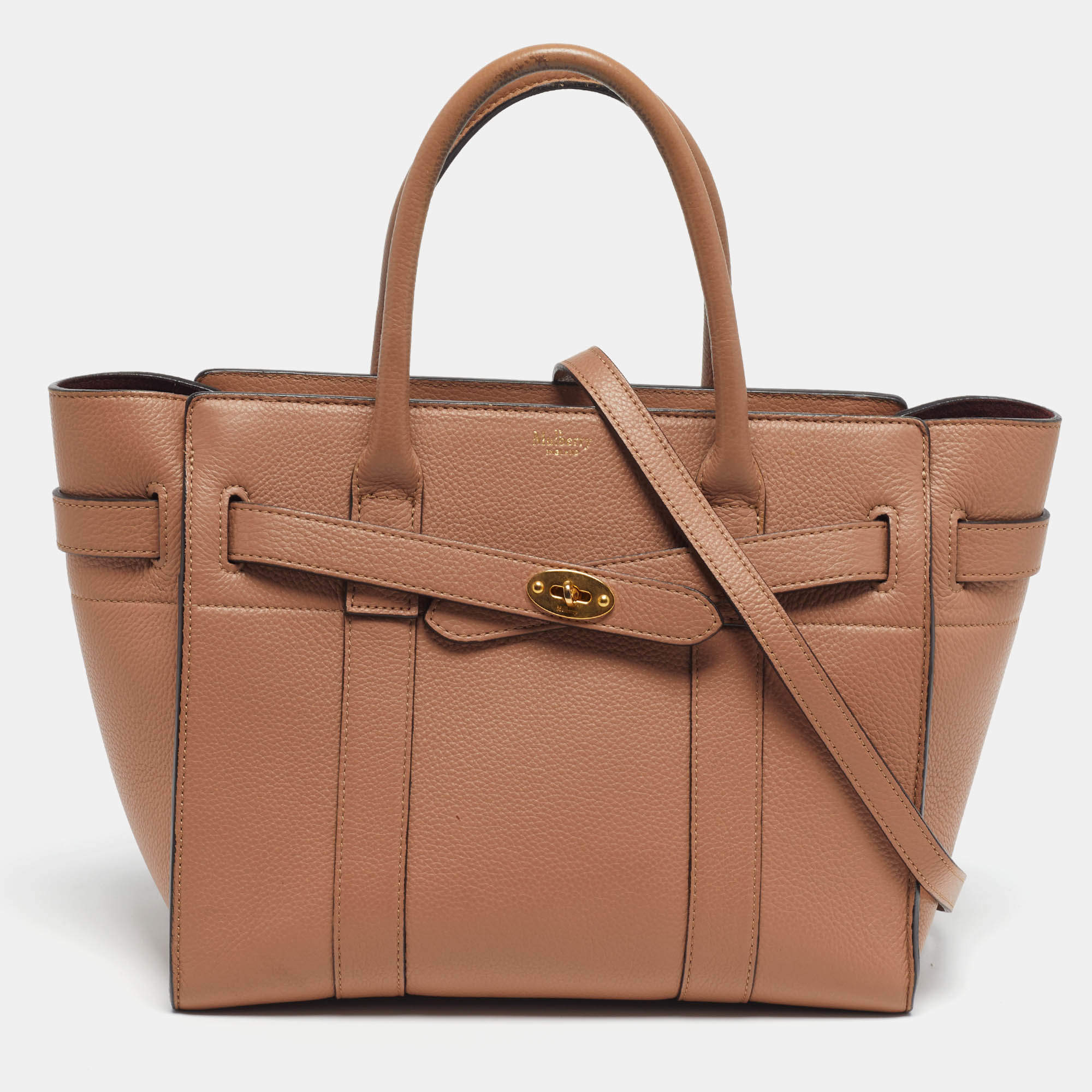 Pre Owned حقيبة يد توتس مالبري بايسواتر جلد مُحبب بني بسحاب