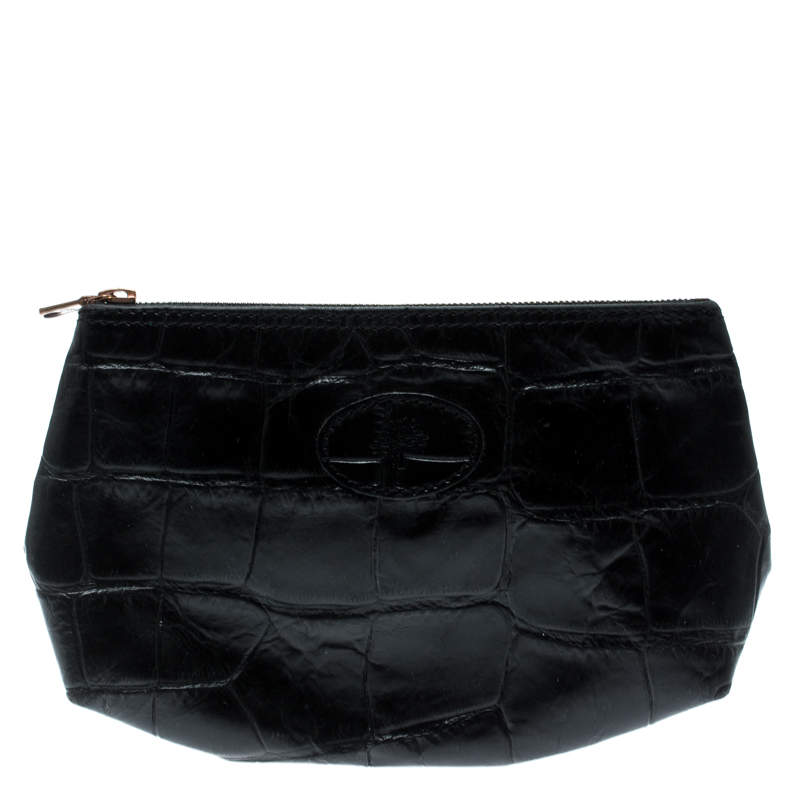 Mulberry Black Croc Embossed Pouch