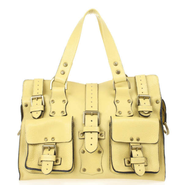 Mulberry Pale Yellow Leather Roxanne Satchel
