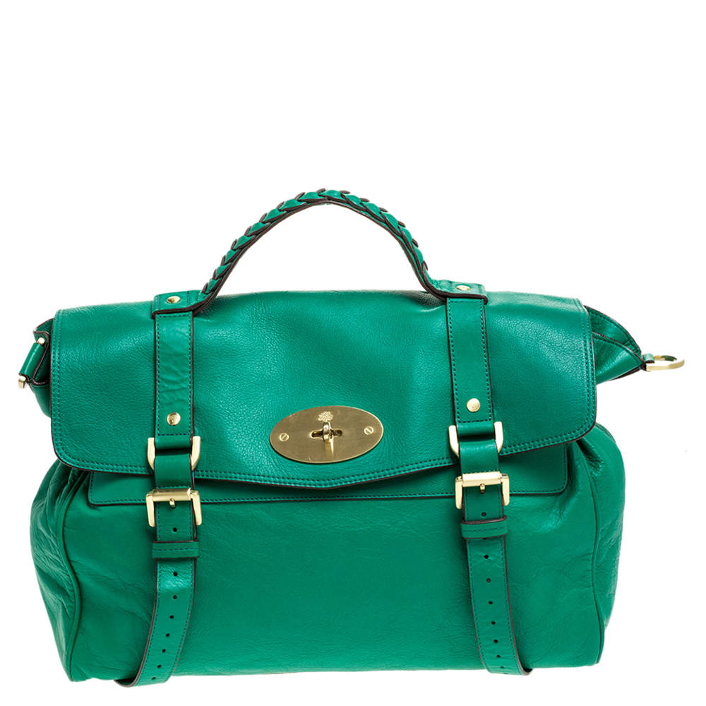 Pre Owned Mulberry Green Leather Oversized Alexa Satchel