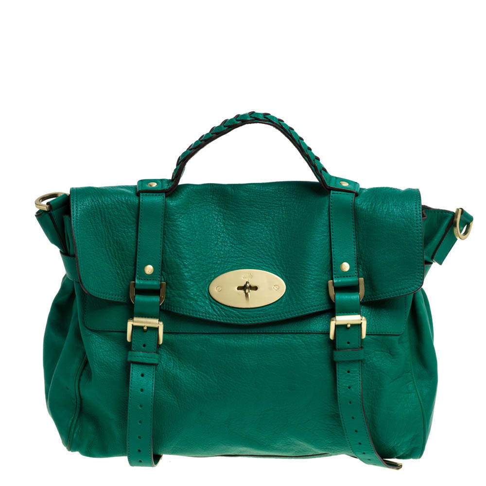 Pre Owned Mulberry Green Leather Oversized Alexa Satchel