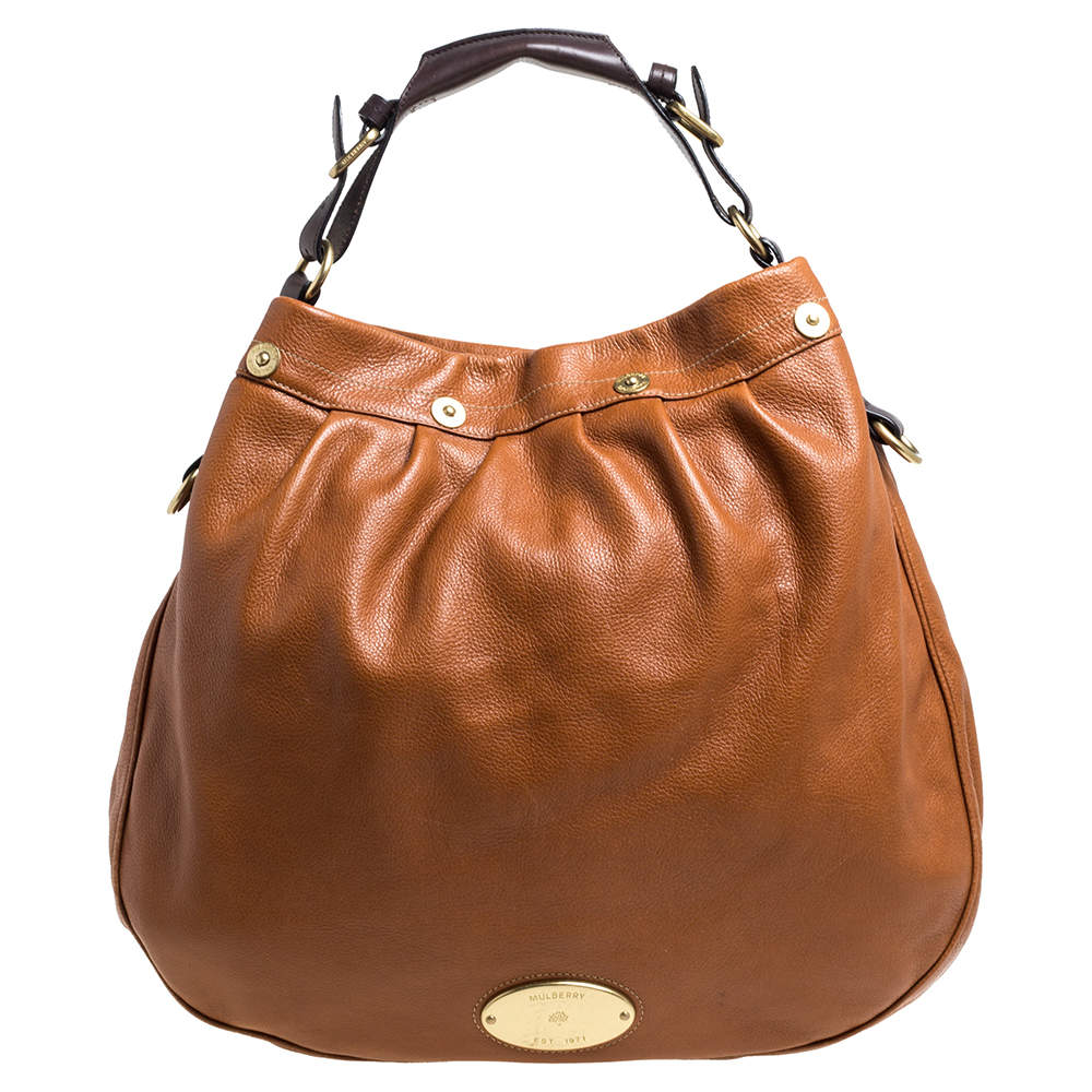 Mulberry Brown Pebbled Leather Mitzy Hobo Mulberry | The Luxury Closet