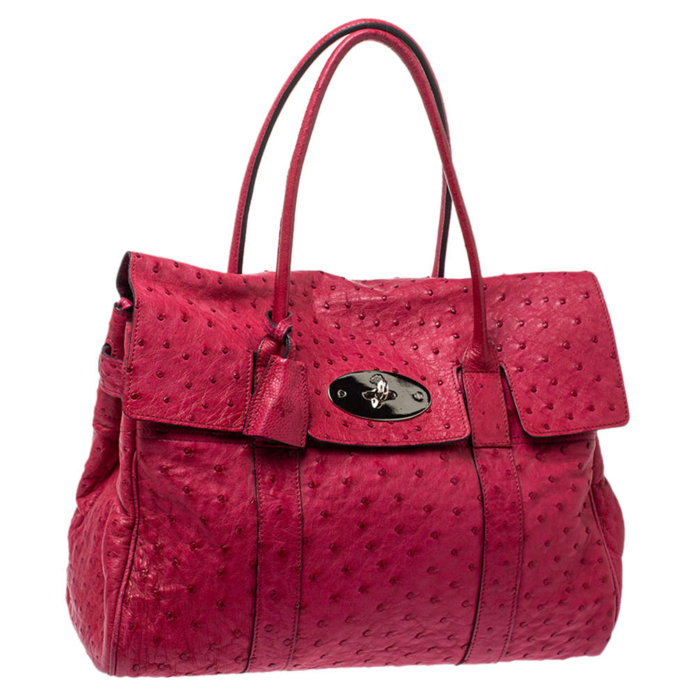 Mulberry Magenta Ostrich Bayswater Satchel
