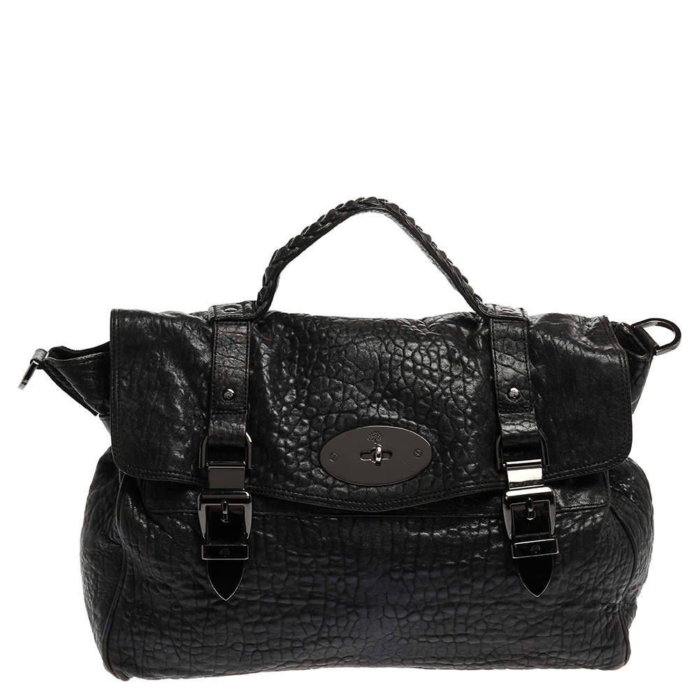 Pre Owned Mulberry Blue Holographic Leather Oversized Alexa Satchel