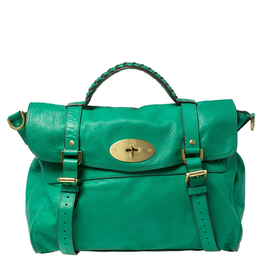 Pre Owned Mulberry Green Leather Oversized Alexa Satchel