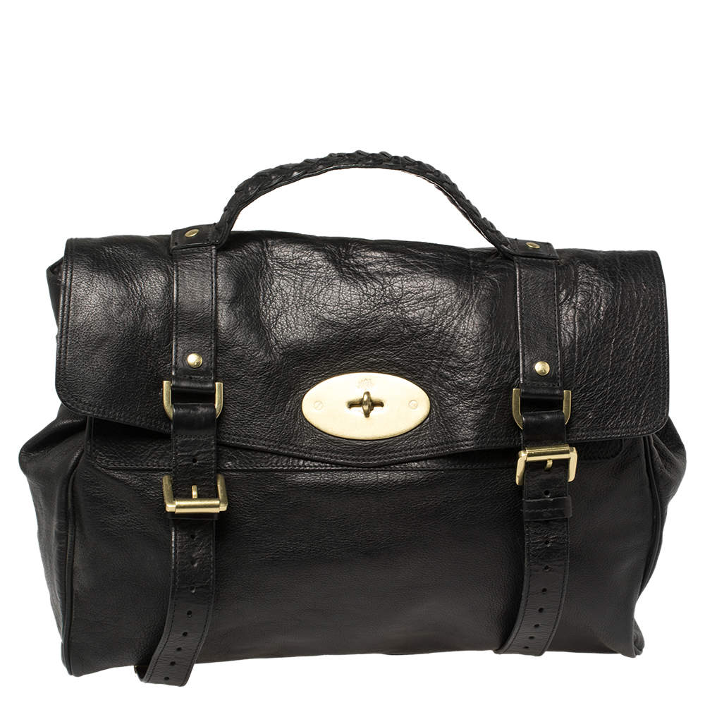 Pre Owned Mulberry Black Leather Oversized Alexa Satchel