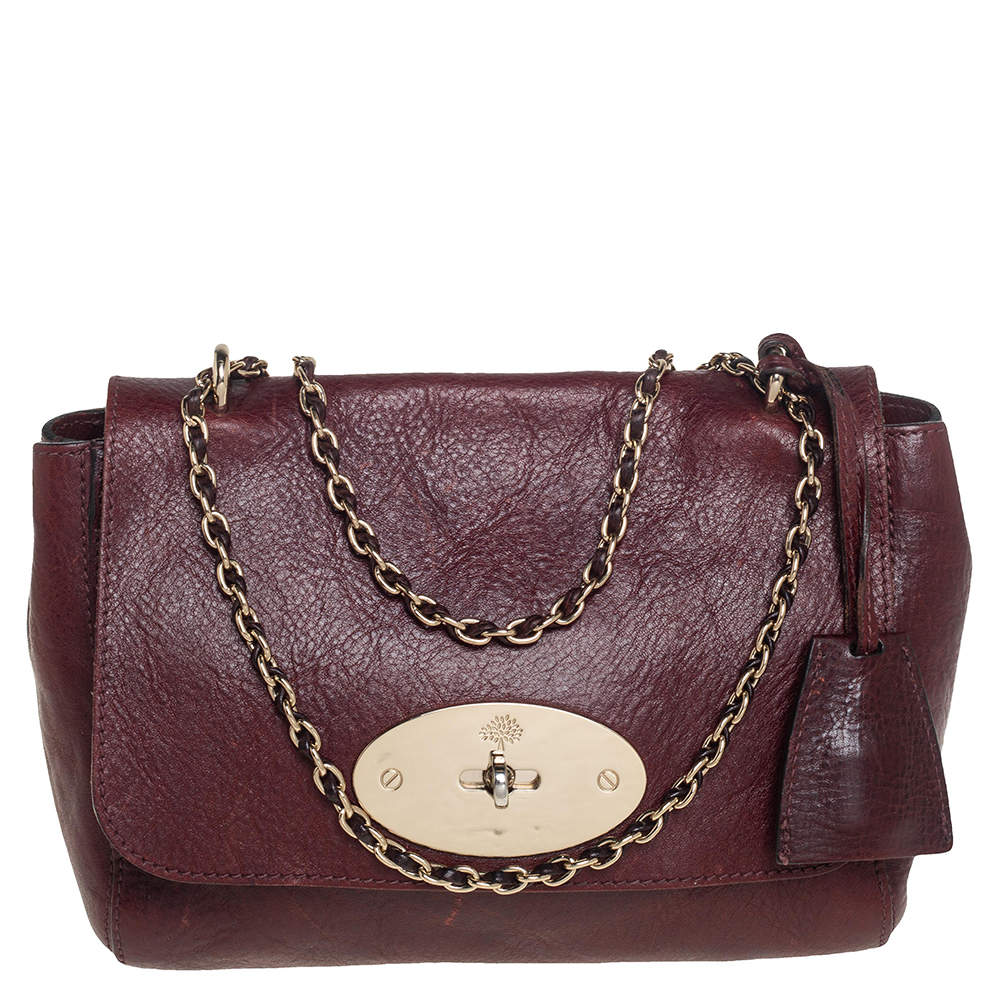 Pre Owned Mulberry Burgundy Leather Small Lily Shoulder Bag