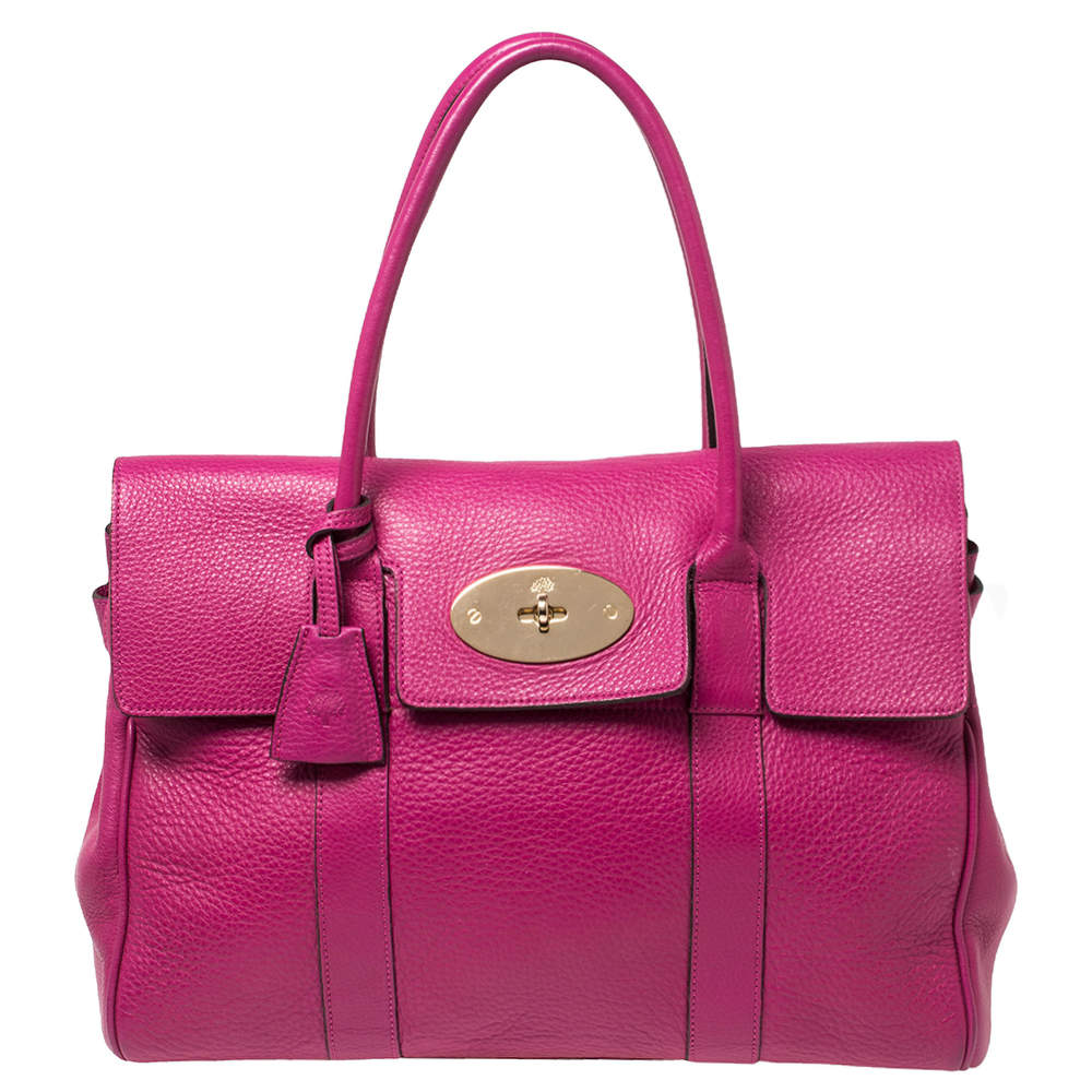 Pre Owned Mulberry Anthracite Pink Leather Bayswater Satchel