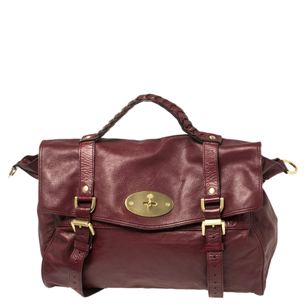 Pre Owned Mulberry Dark Red Leather Alexa Satchel
