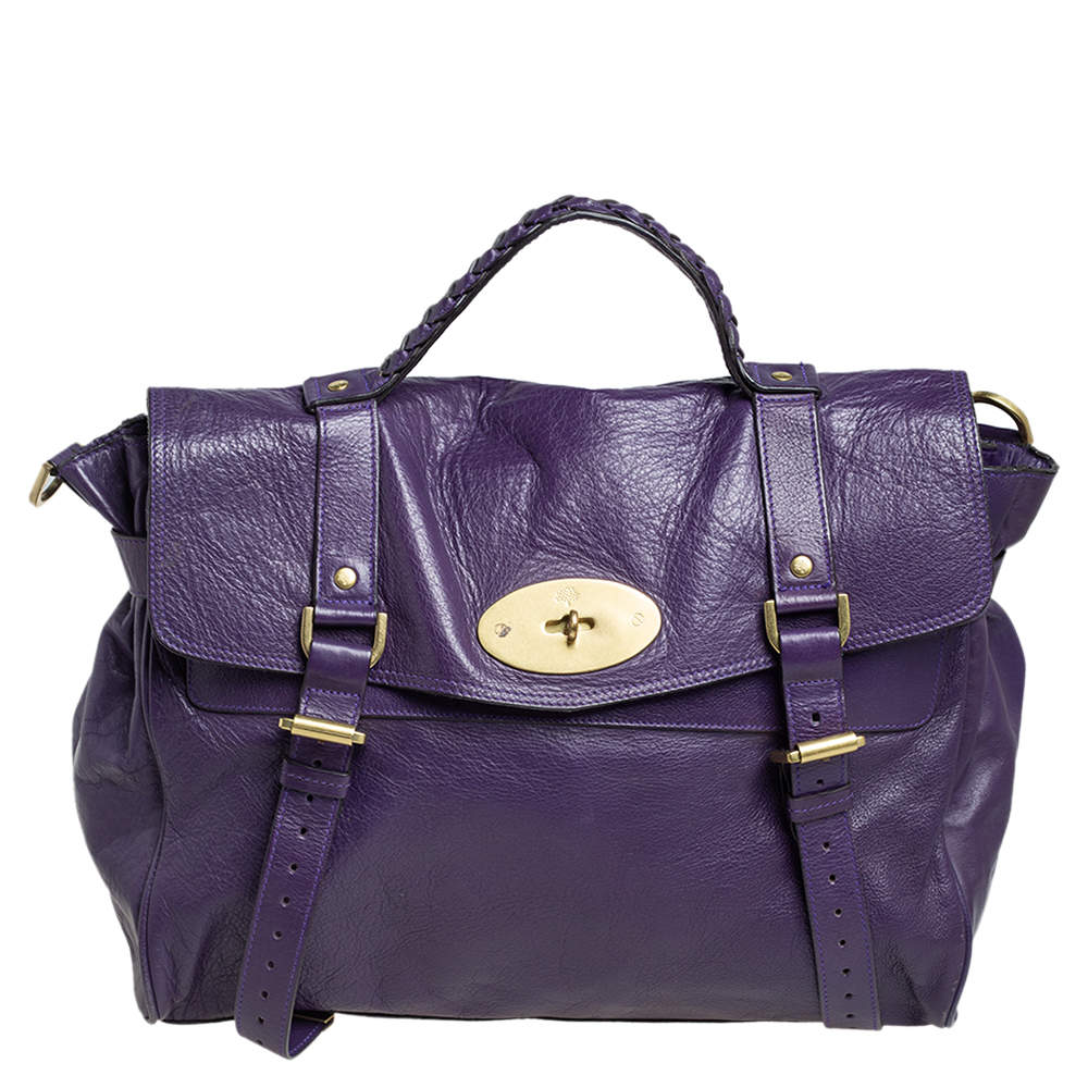 Pre Owned Mulberry Purple Leather Oversized Alexa Satchel