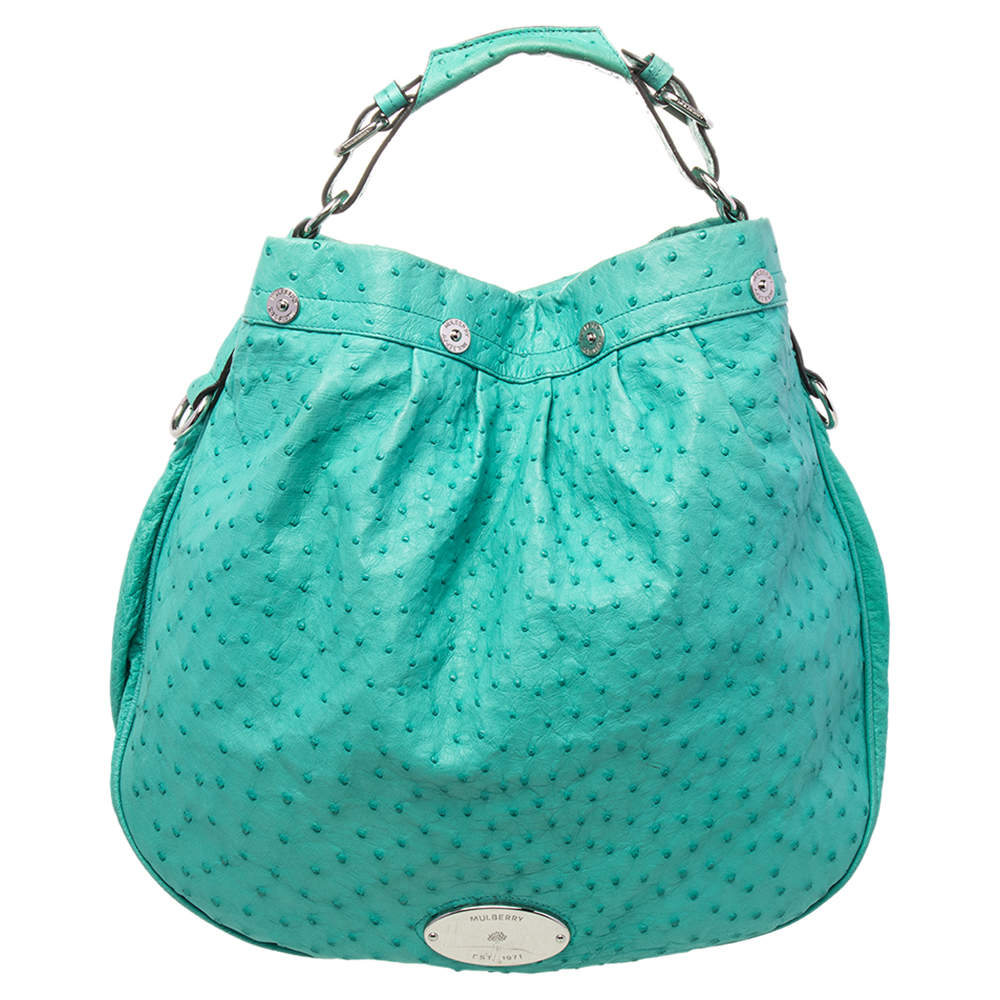 Pre Owned Mulberry Green Ostrich Mitzy Hobo