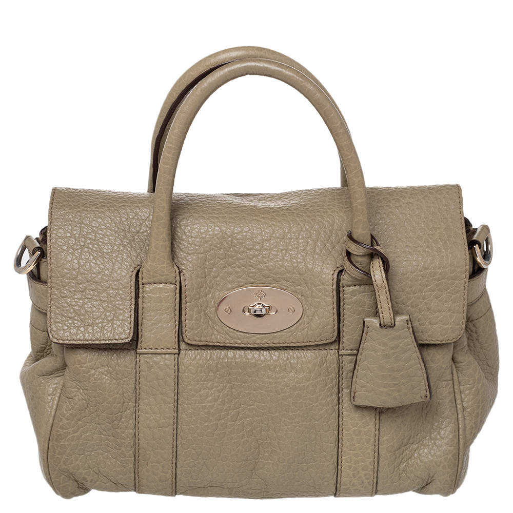 Pre Owned Mulberry Olive Green Leather Small Bayswater Satchel