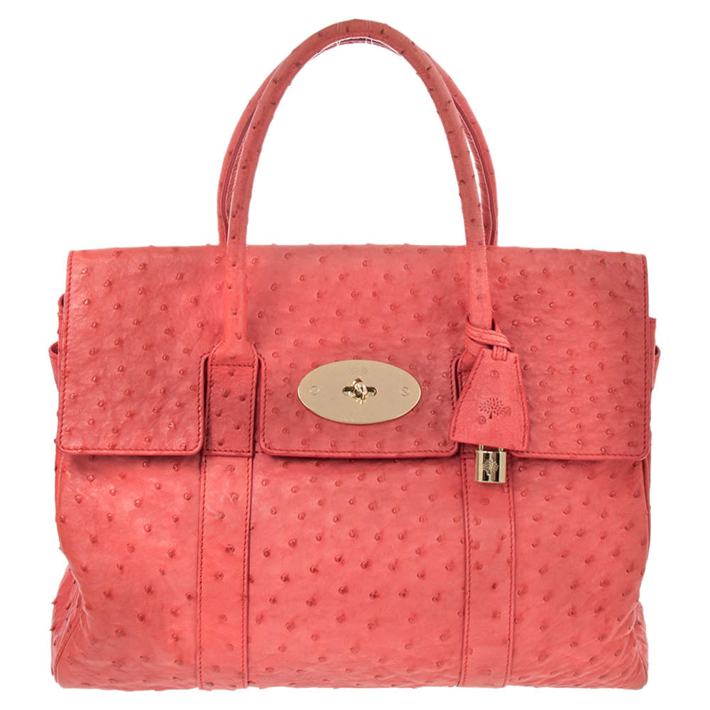 Pre Owned Mulberry Pink Ostrich Bayswater Satchel