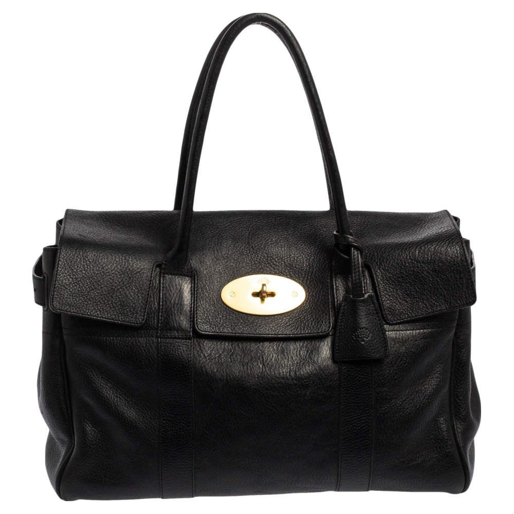 Pre Owned Mulberry Black Pebbled Leather Bayswater Satchel