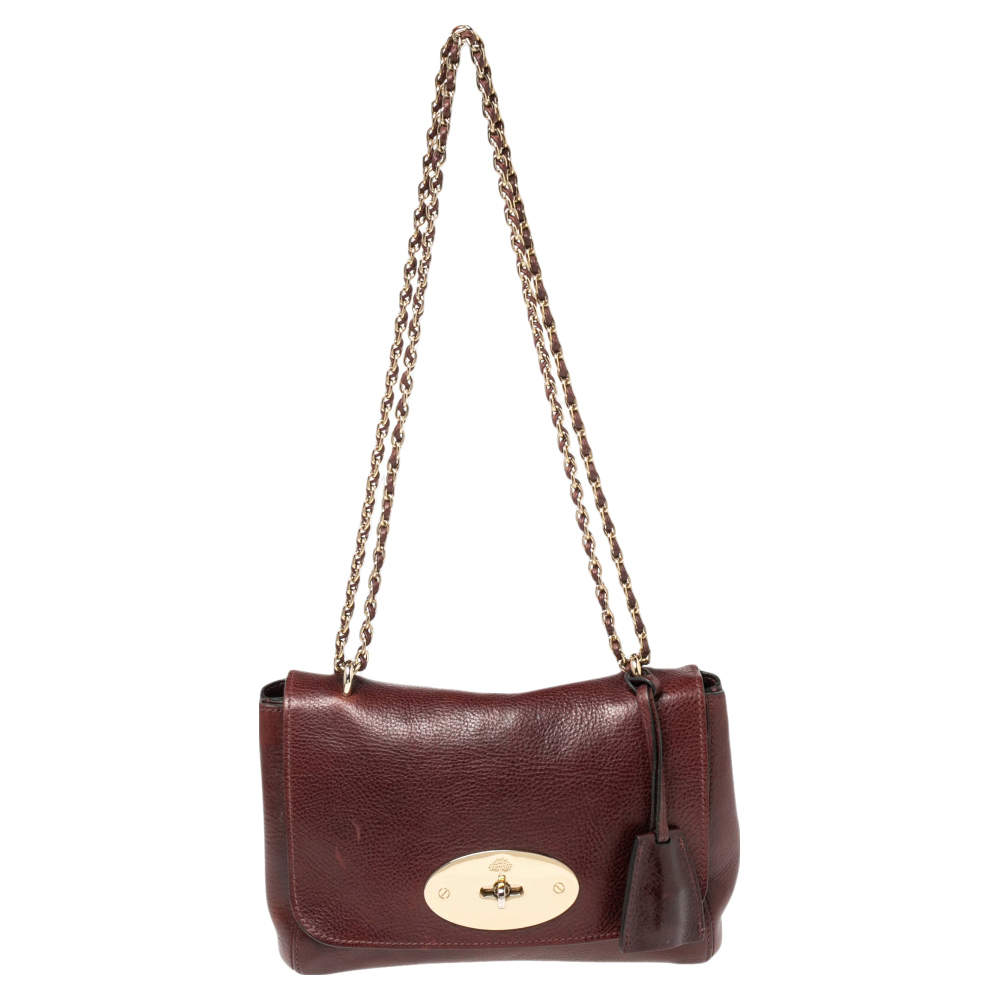 Pre Owned Mulberry Burgundy Leather Small Lily Shoulder Bag