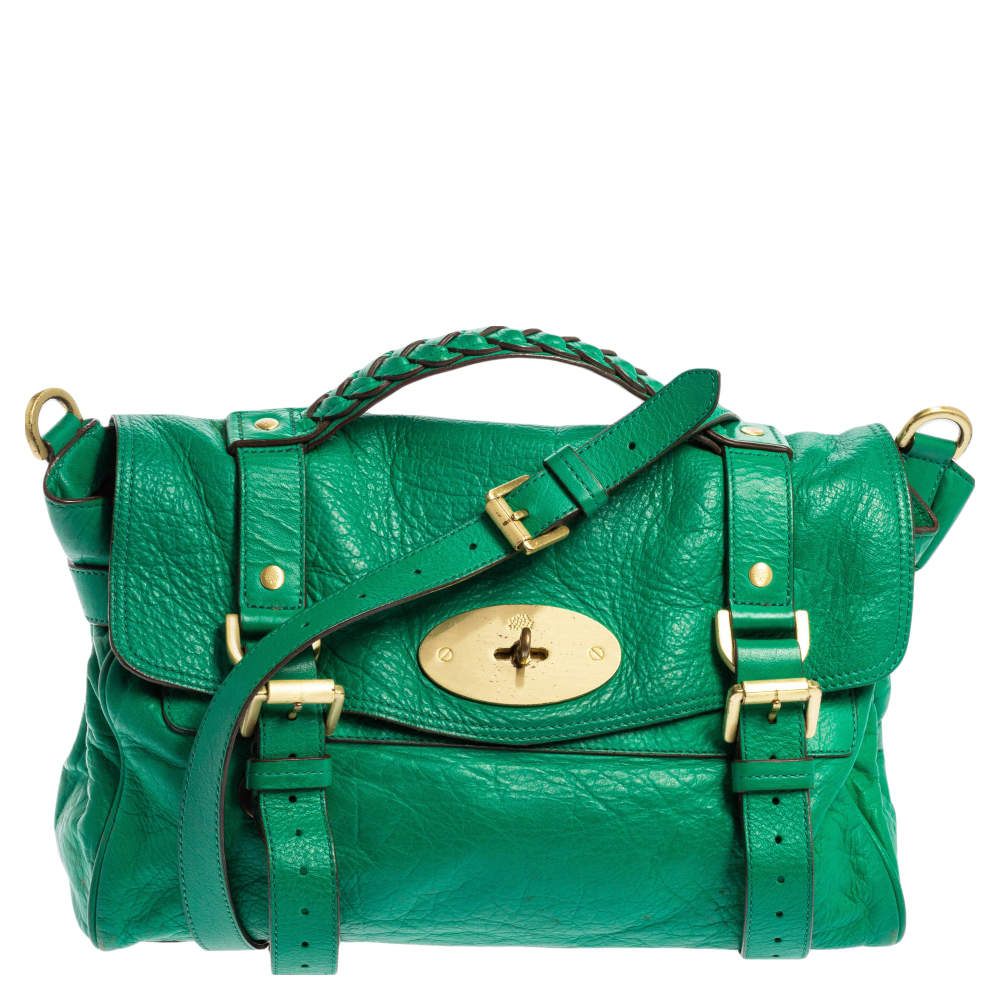 Mulberry Green Leather Small Alexa Satchel