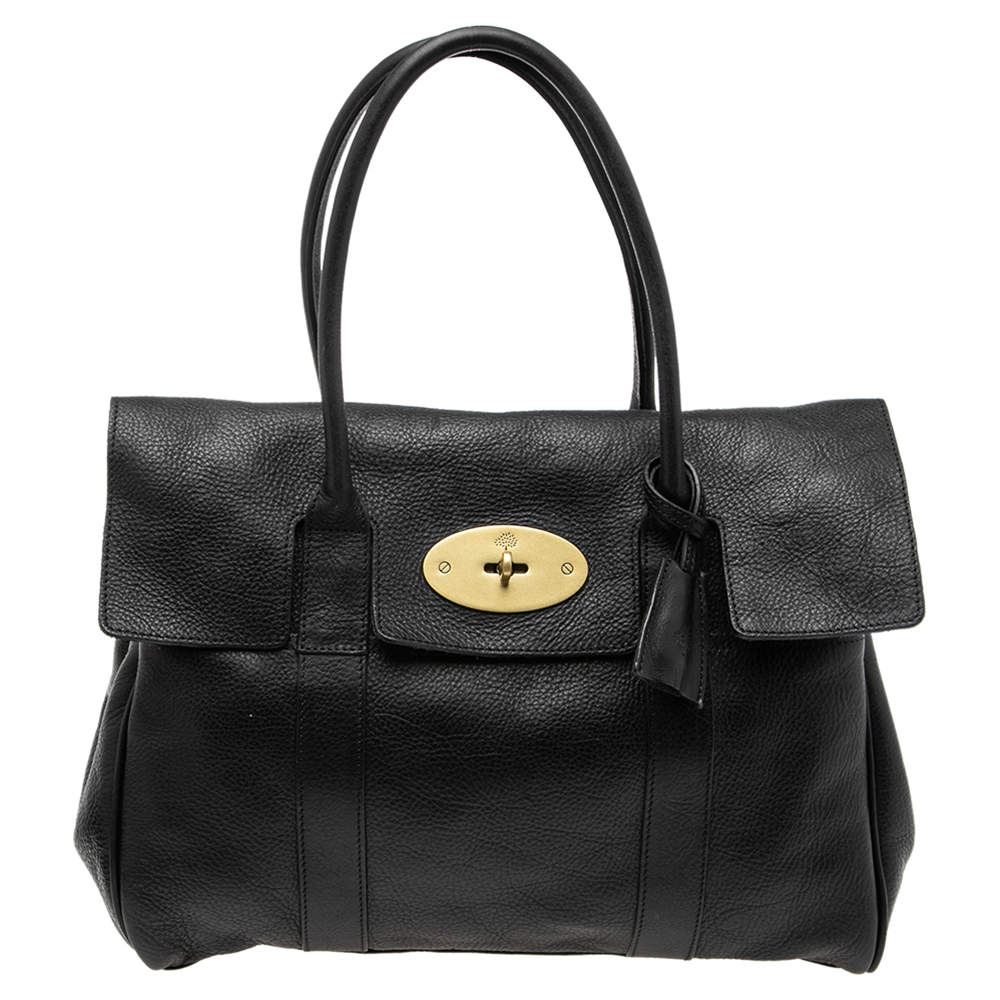 Pre Owned Mulberry Black Pebbled Leather Bayswater Satchel