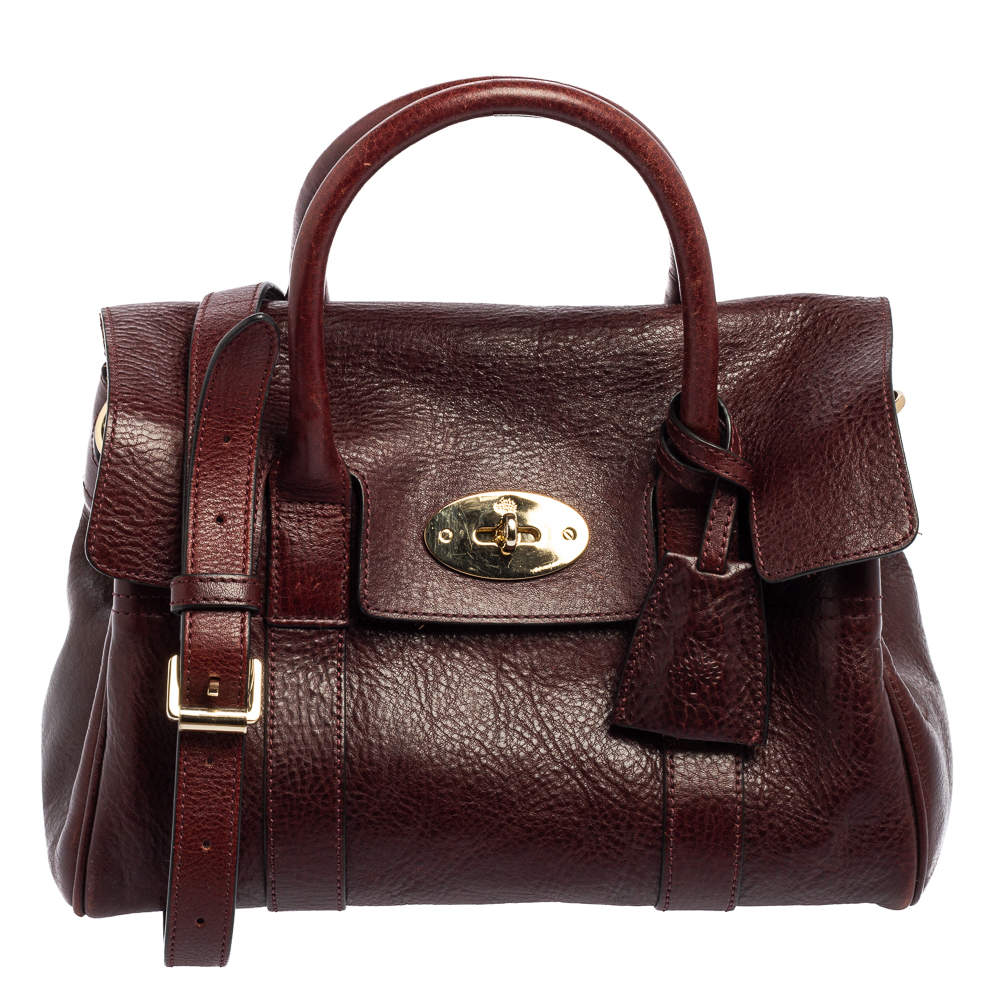 Pre Owned Mulberry Burgundy Leather Small Bayswater Satchel