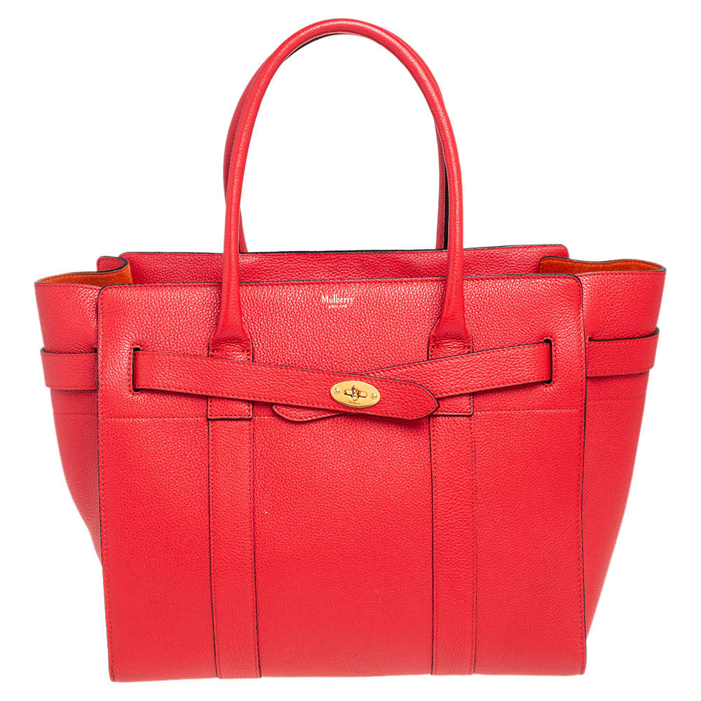 Pre Owned Mulberry Red Grained Leather Bayswater Tote