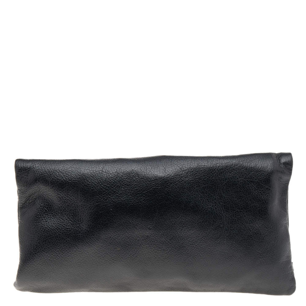 Mulberry Grey Leather Daria Fold-Over Clutch Mulberry | The Luxury Closet