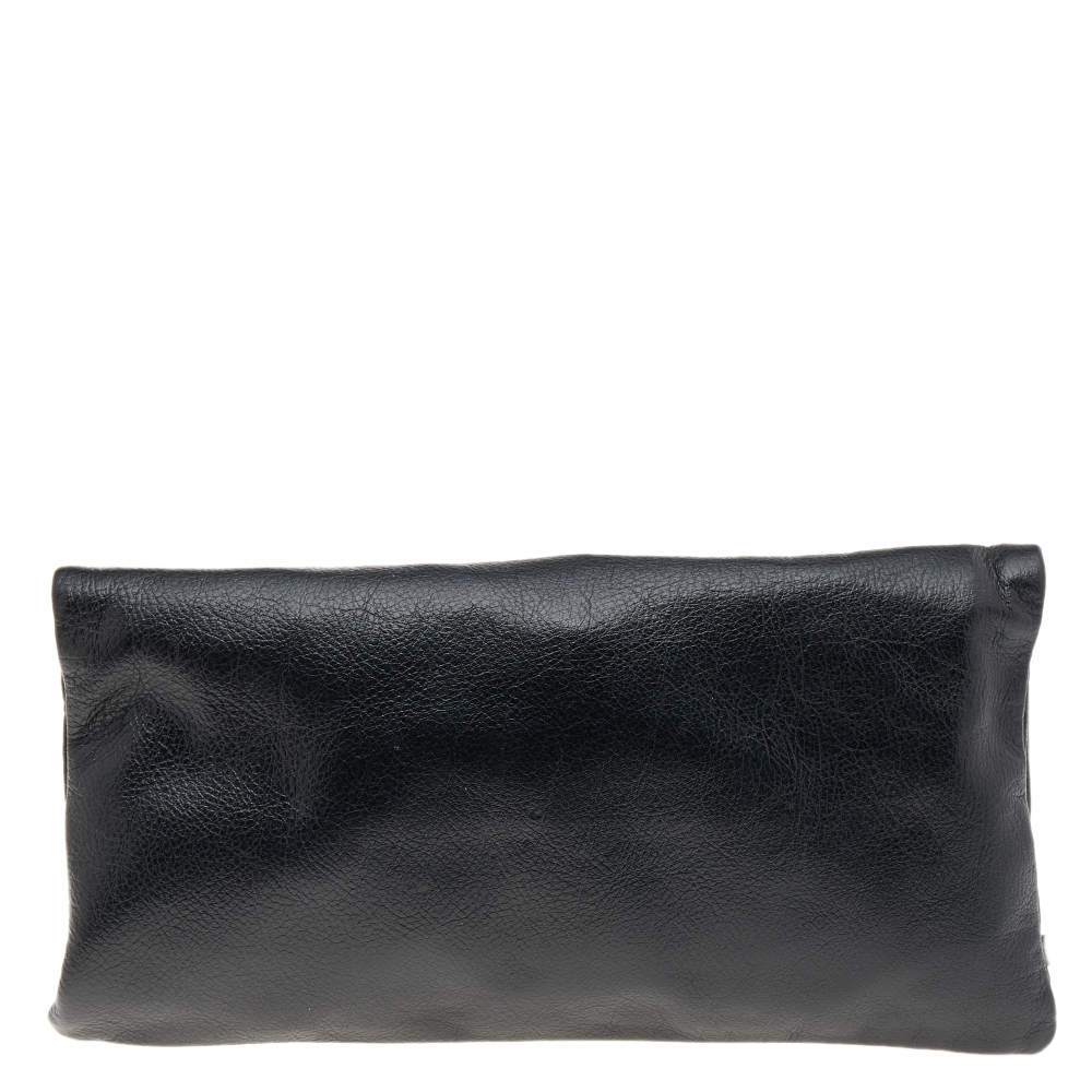 Mulberry Black Leather Daria Fold Over Clutch at 1stDibs