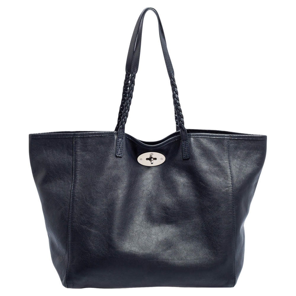 Pre Owned Mulberry Navy Blue Leather Large Dorset Shopper Tote