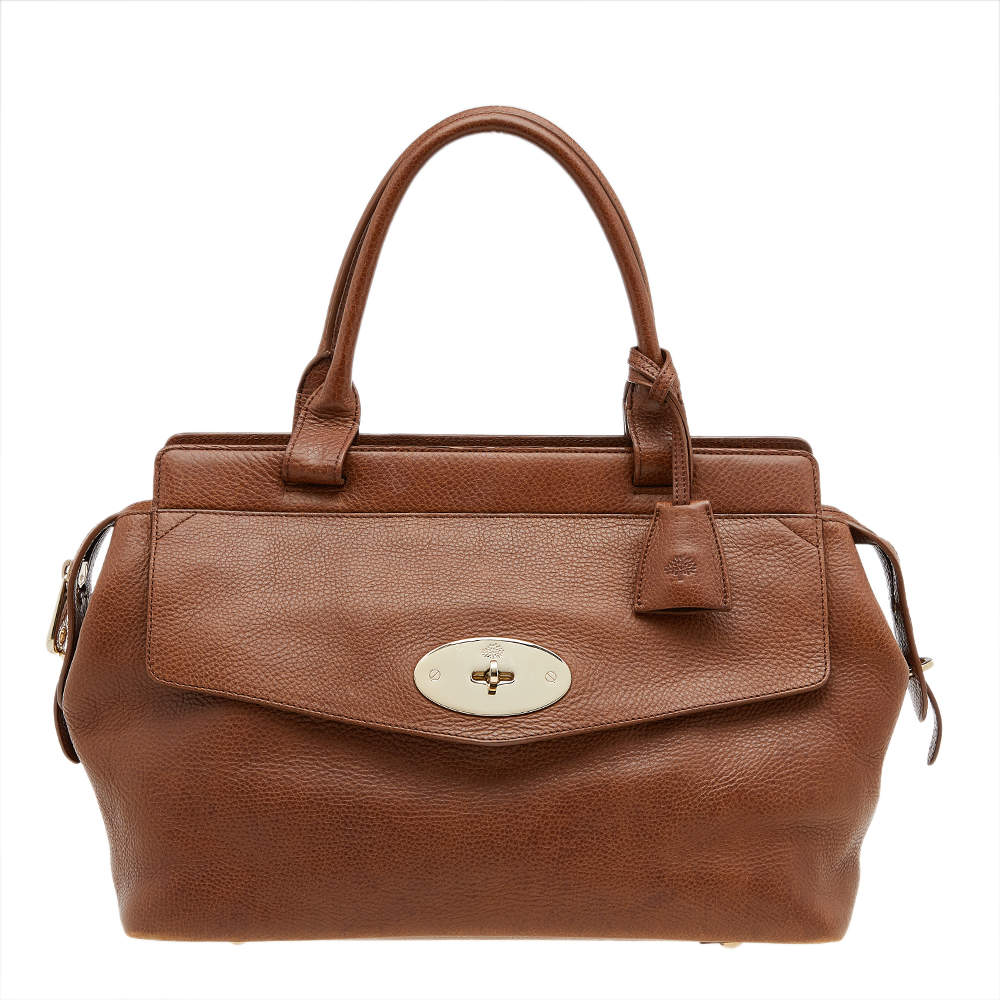 Pre Owned Mulberry Brown Leather Top Zip Satchel