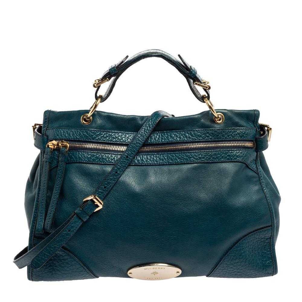 Pre Owned Mulberry Dark Teal Green Leather Taylor Top Handle Bag