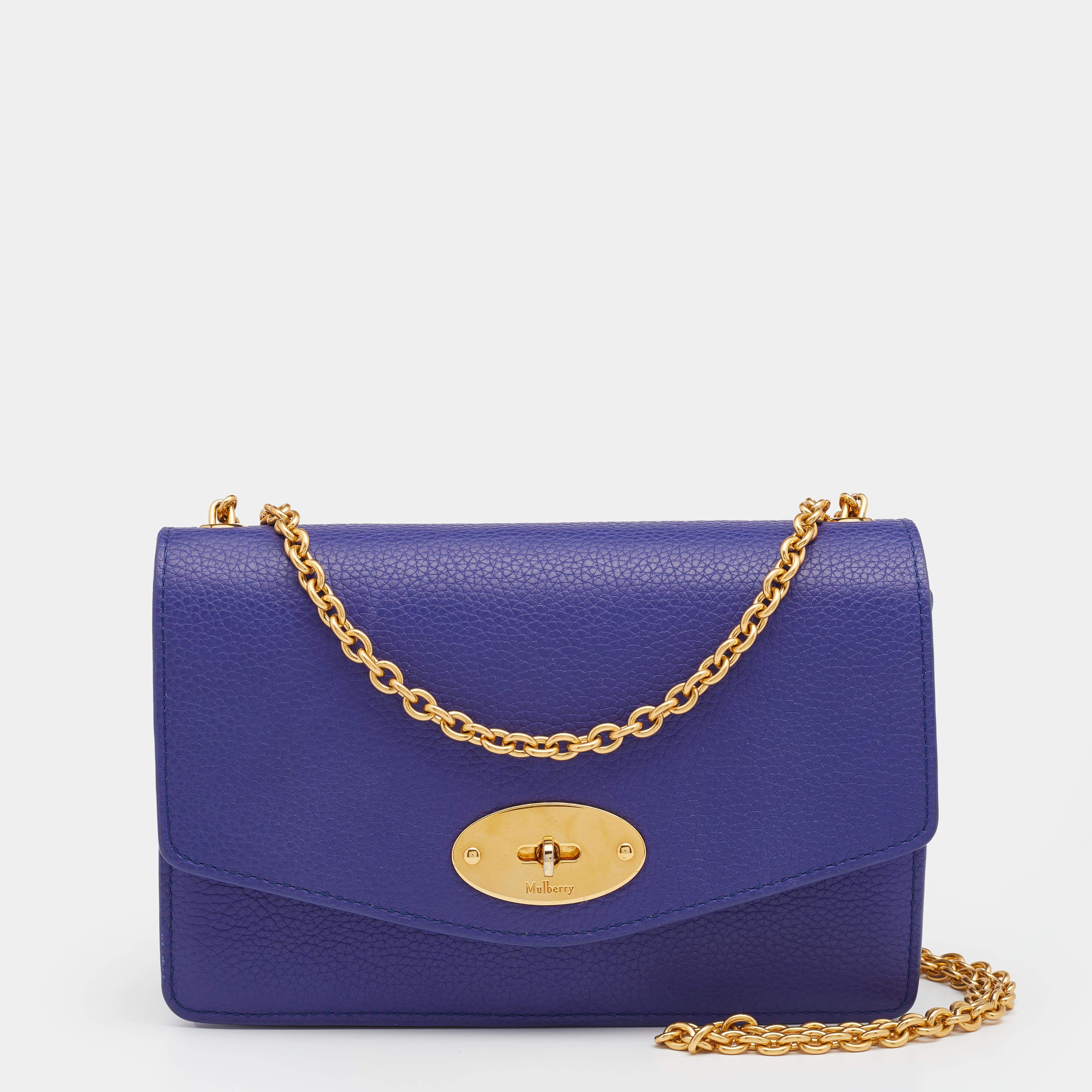 Pre Owned Mulberry Indigo Blue Leather Small Lily Chain Shoulder Bag