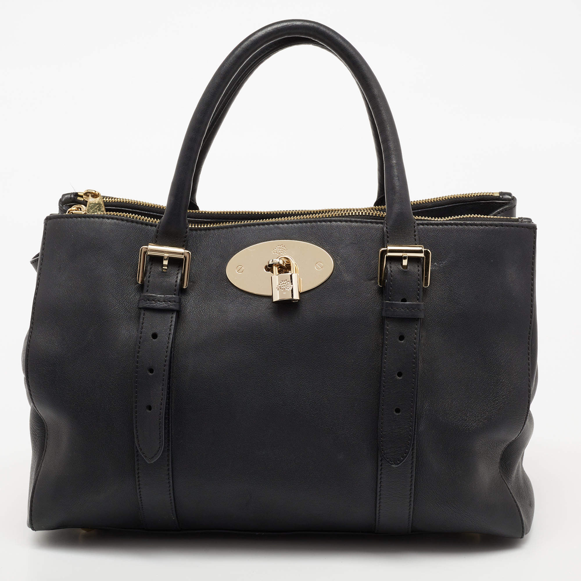 Pre Owned Mulberry Black Leather Bayswater Tote