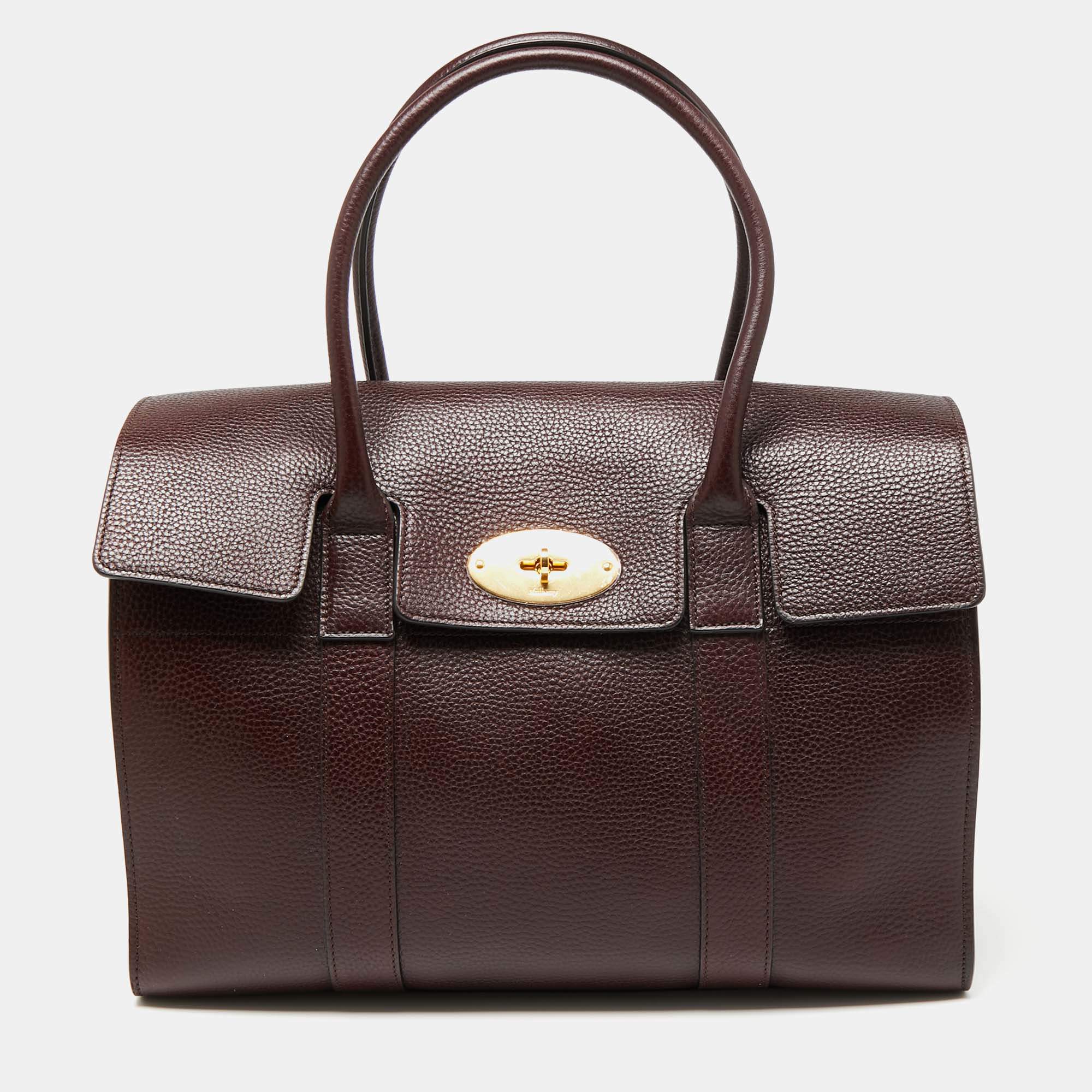 Pre Owned Mulberry Burgundy Leather Bayswater Satchel
