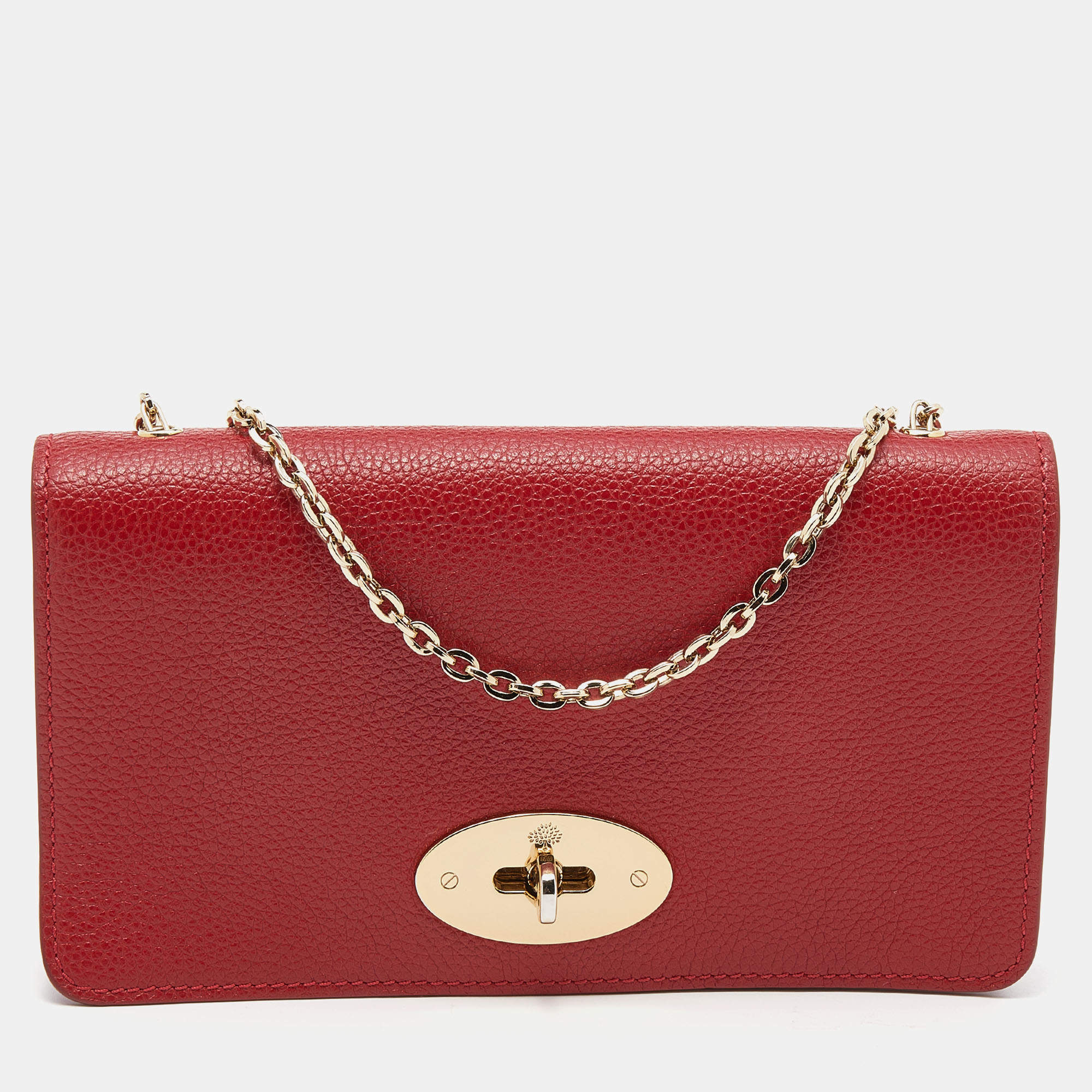 Pre Owned Mulberry Red Leather Bayswater Chain Clutch