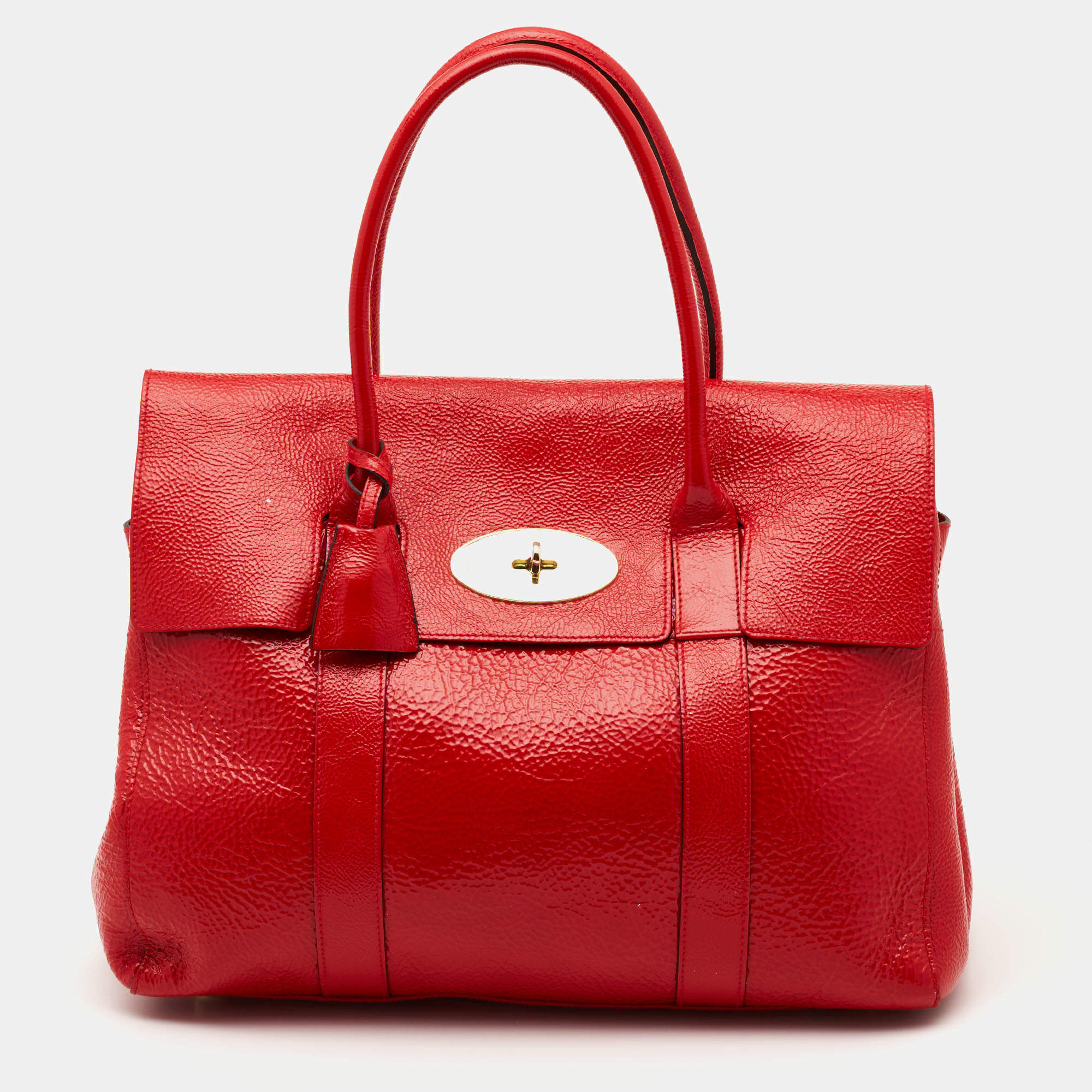Pre Owned Mulberry Red Patent Leather Bayswater Satchel