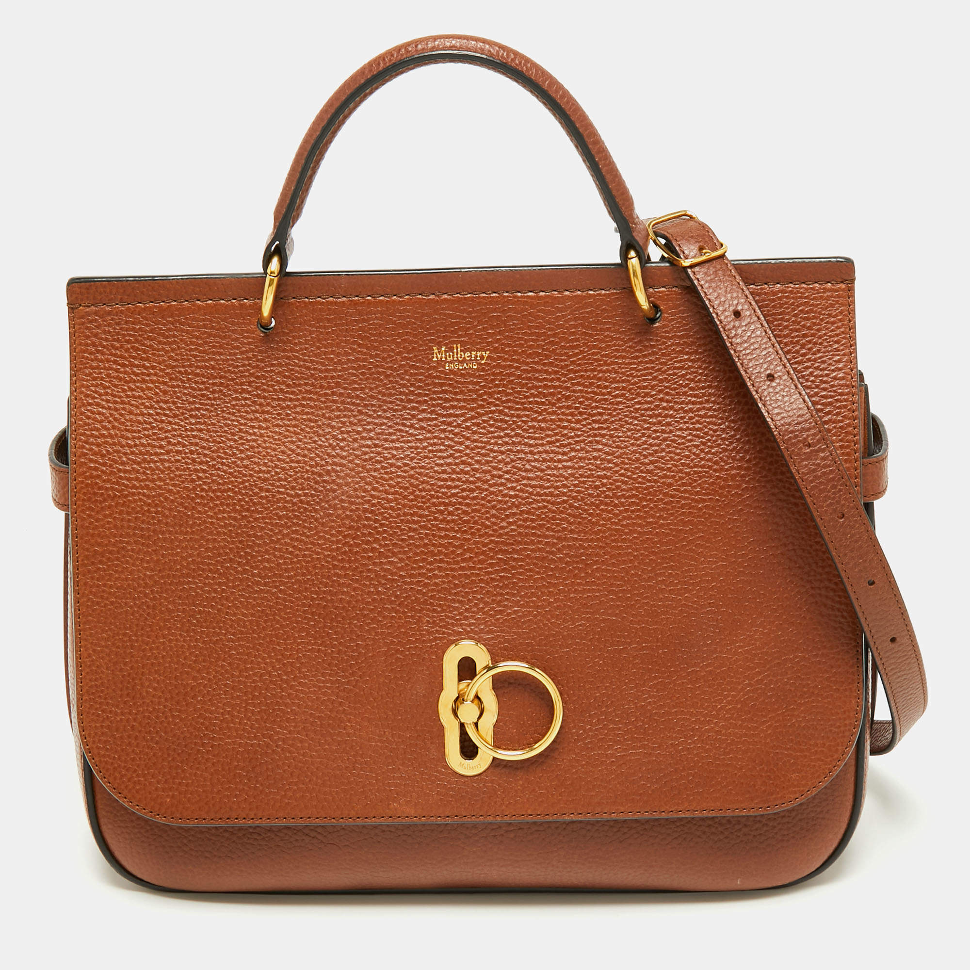 Pre Owned Mulberry Tan Leather Amberley Top Handle Bag