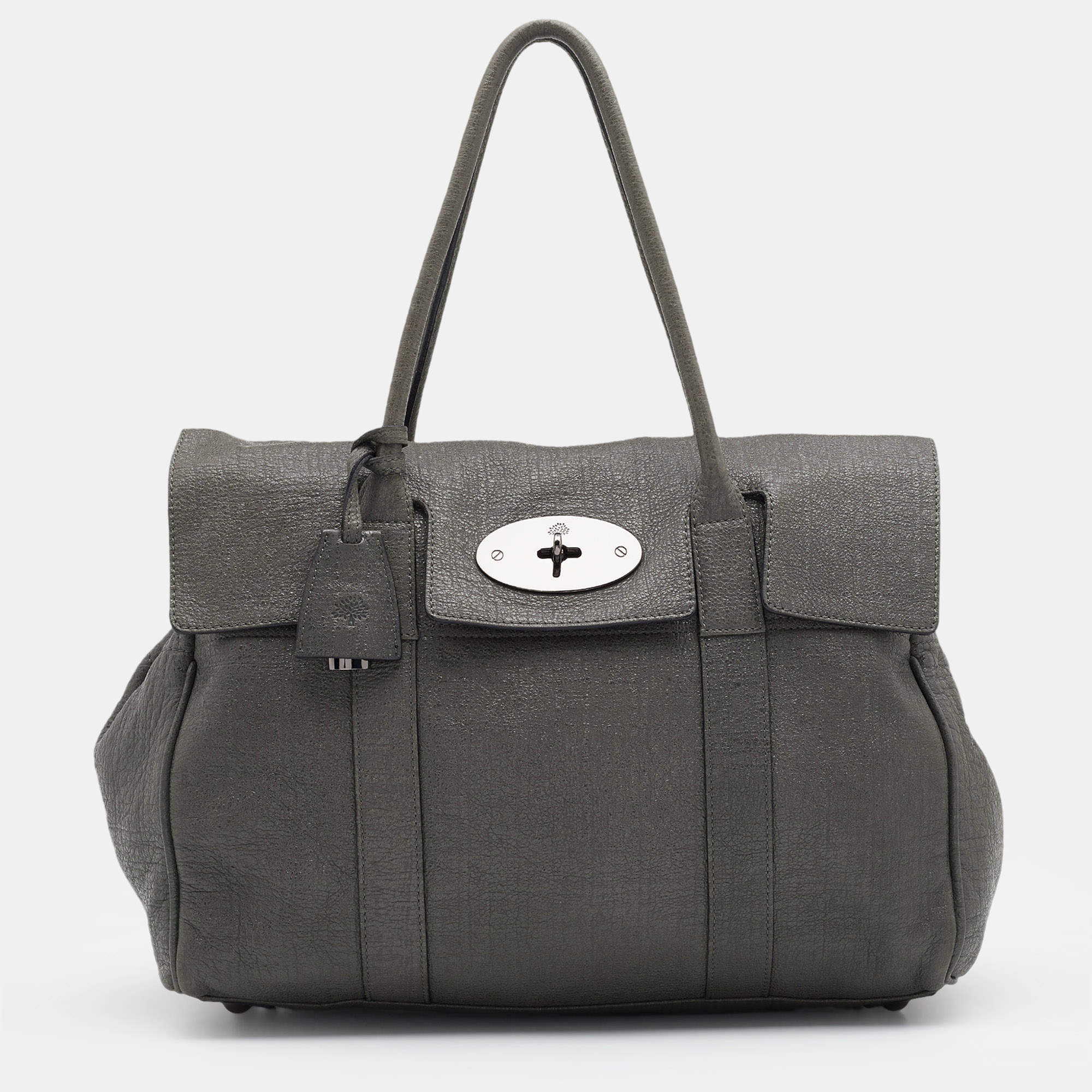 Mulberry Grey Shimmery Leather Bayswater Satchel