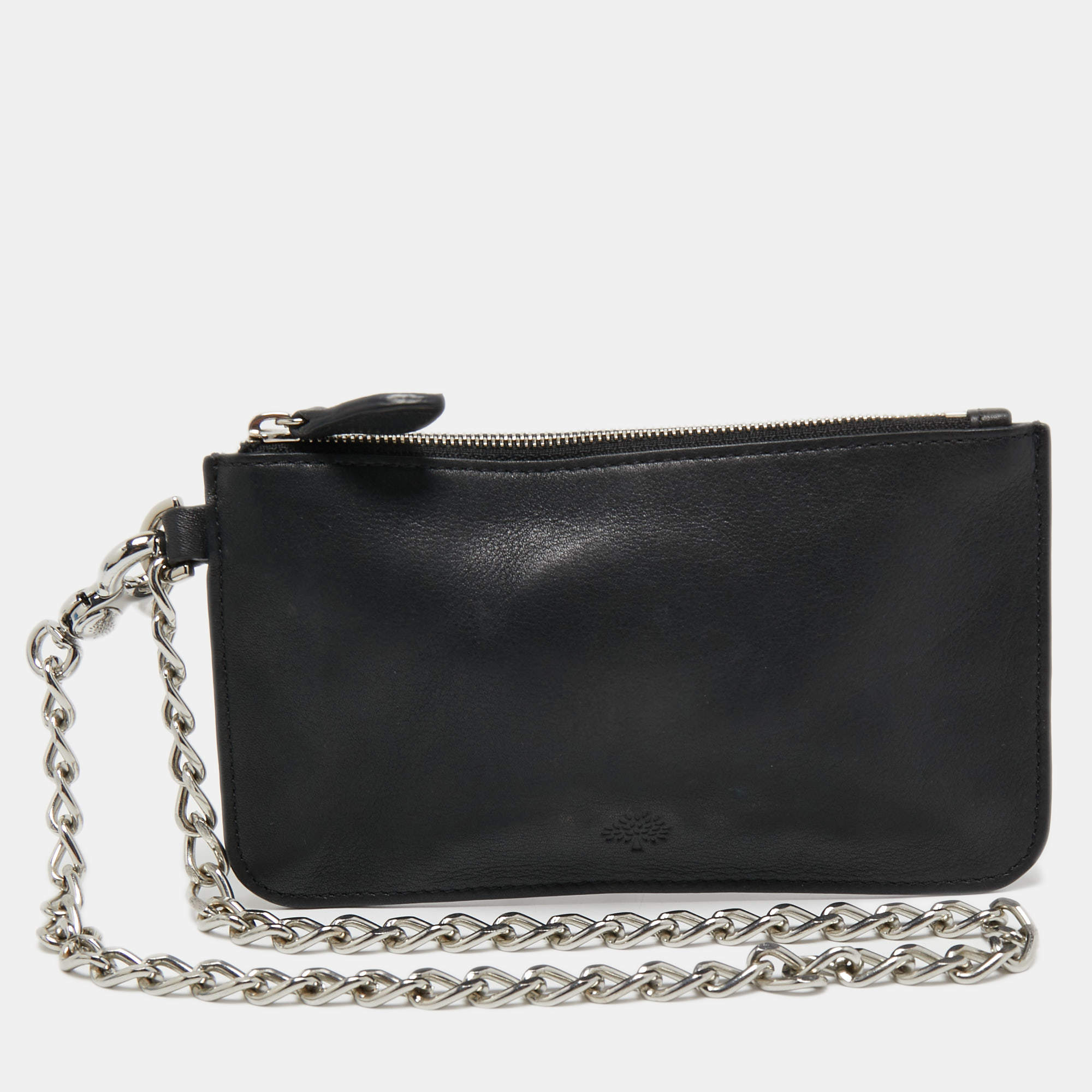 Pre Owned Mulberry Black Leather Chain Coin Purse