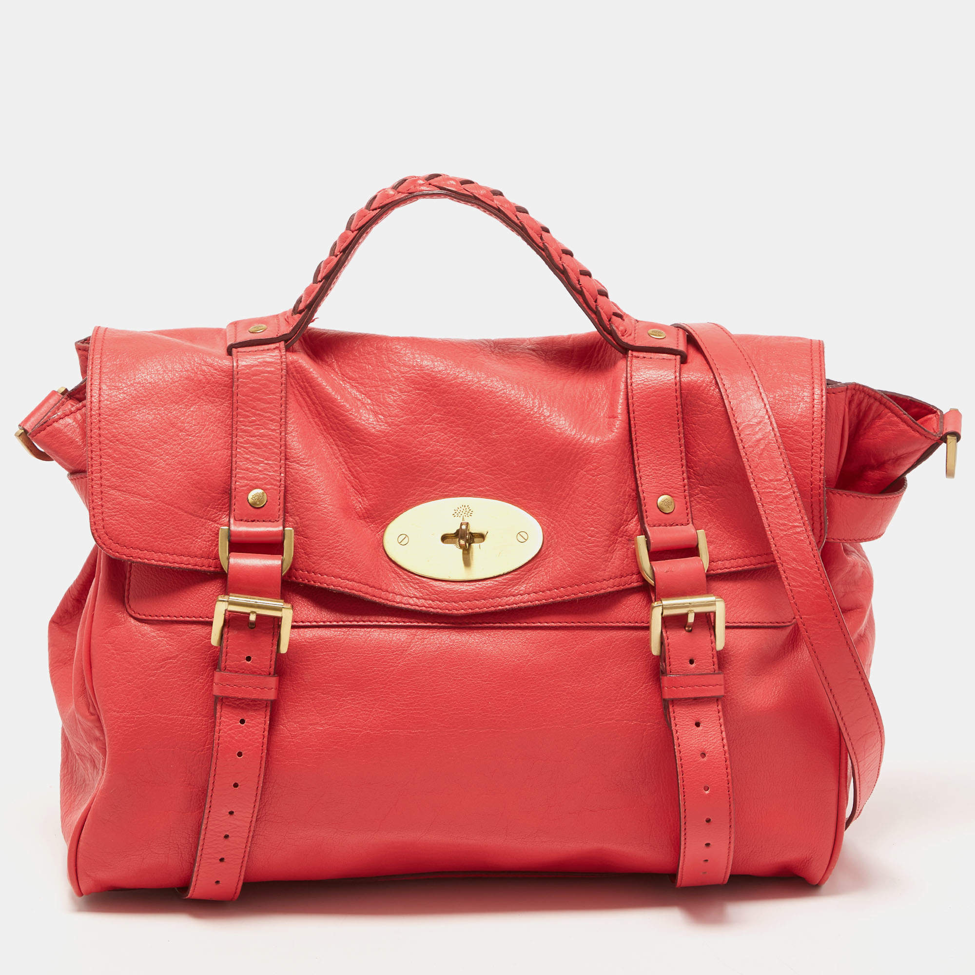 Pre Owned Mulberry Pink Leather Oversized Alexa Satchel Bag