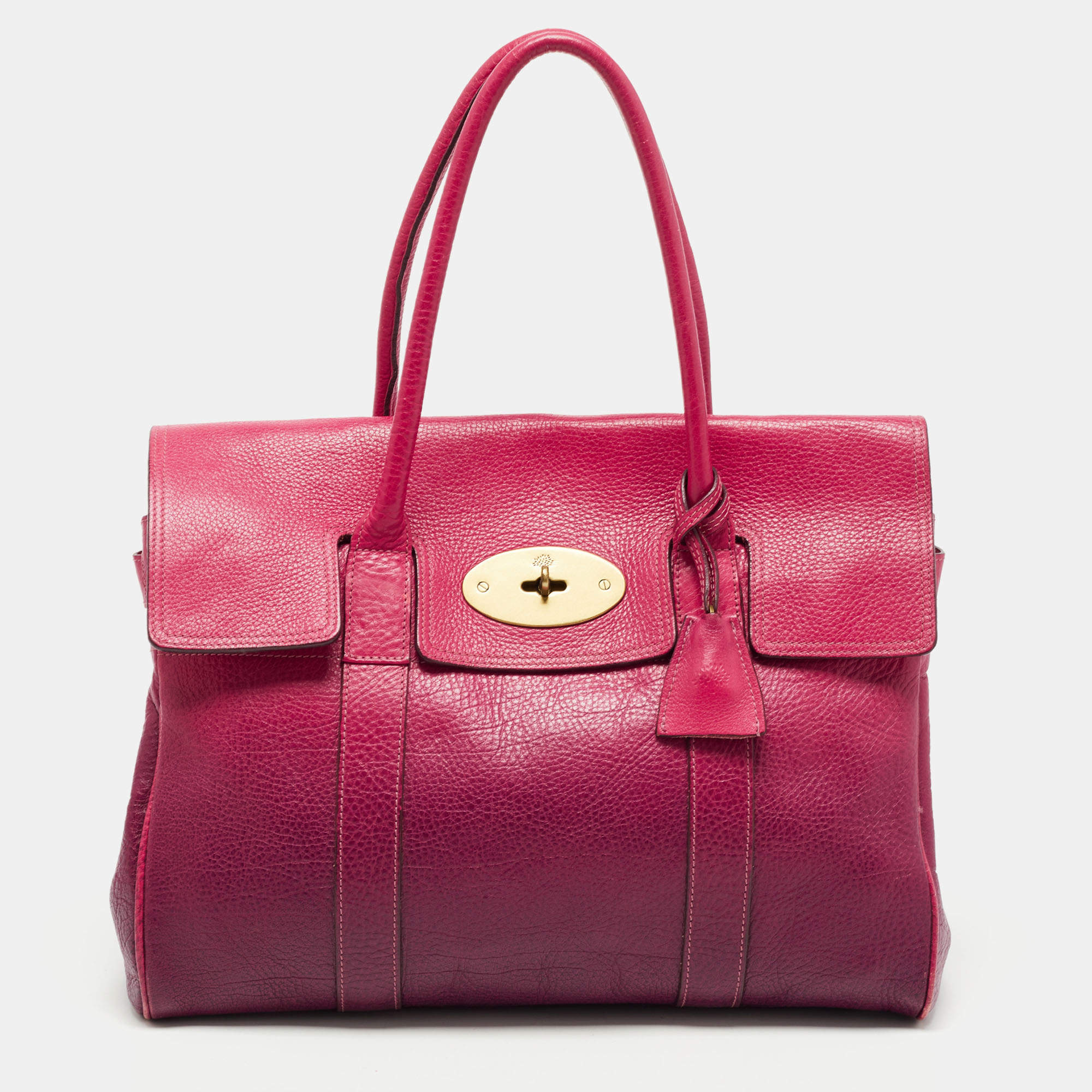 Pre Owned Mulberry Pink/Purple Ombre Leather Bayswater Satchel