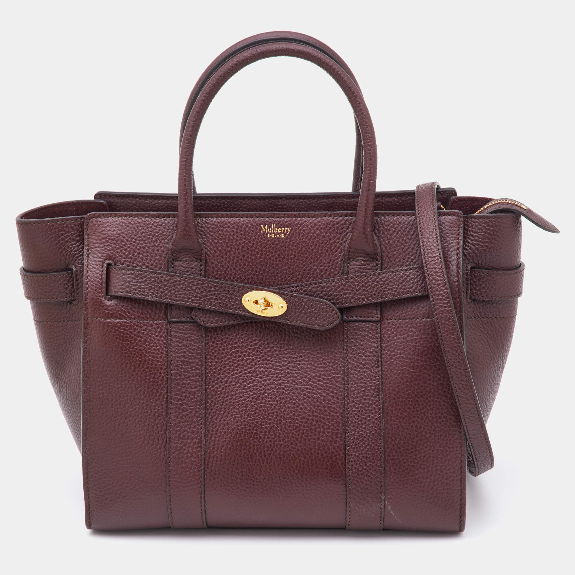 Mulberry Oxbood Grained Leather Small Zipped Bayswater Tote
