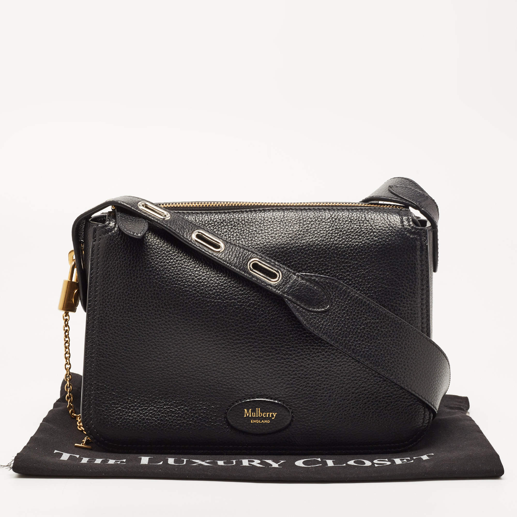 Mulberry, Bags, Mulberry Black Crossbody Leather Bag Gold Hardware