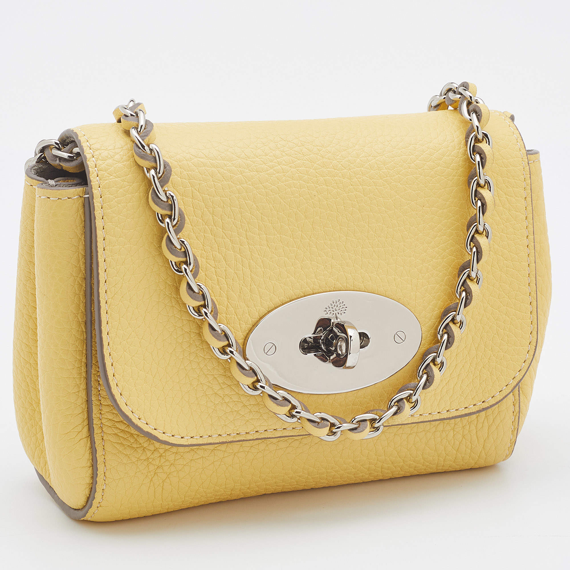 Mulberry Neon Yellow Leather Zip Coin Pouch Wallet