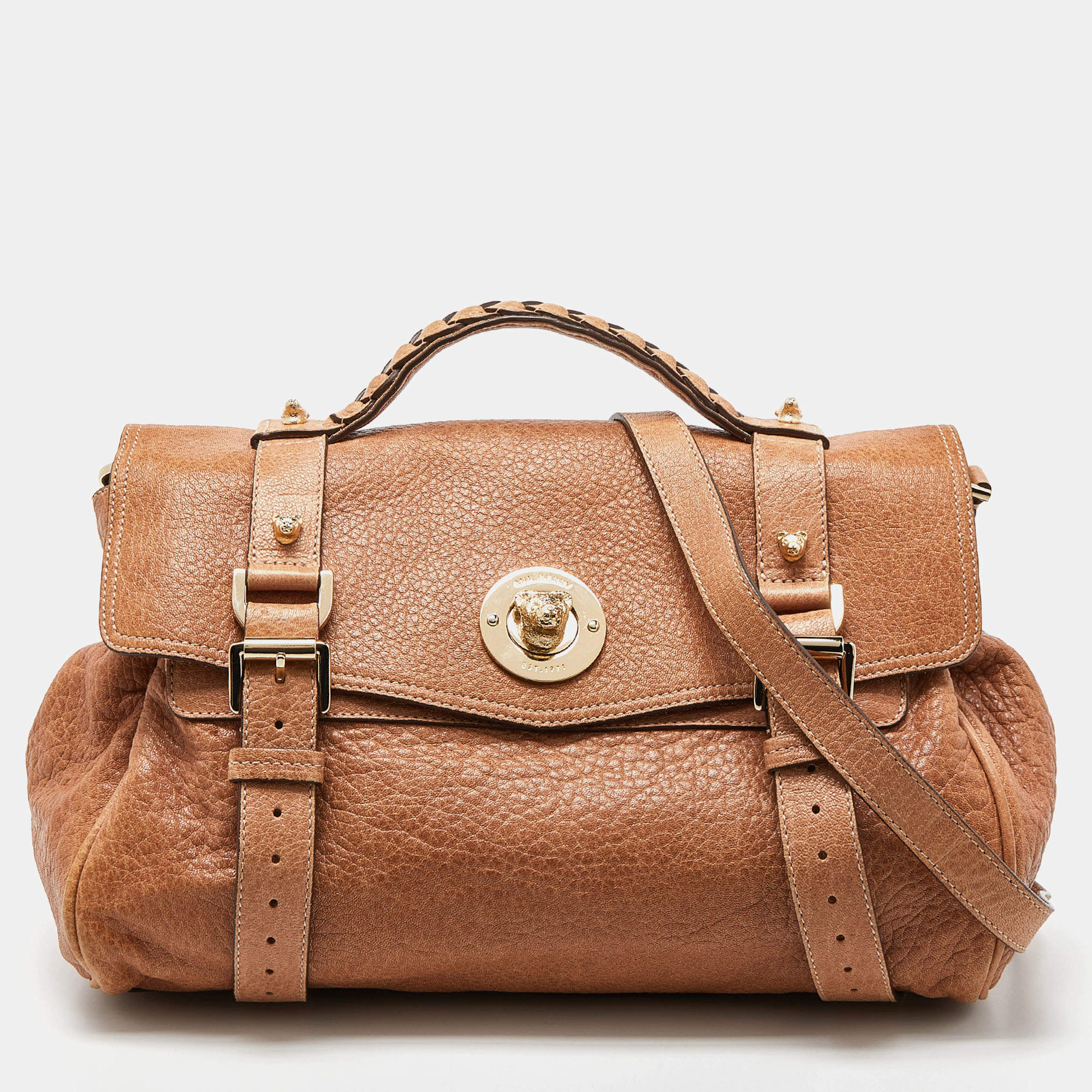 Pre Owned Mulberry Beige Leather Teddy Alexa Satchel