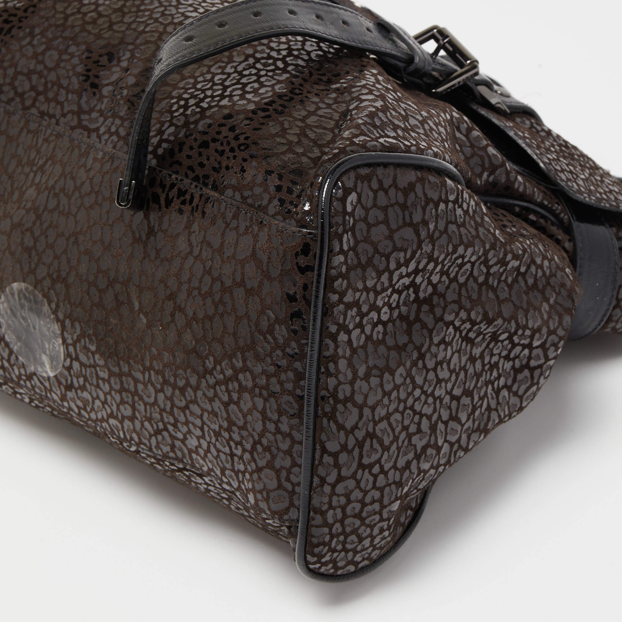 Pre Owned Mulberry Brown/Black Textured Suede and Leather Oversized Alexa Bag