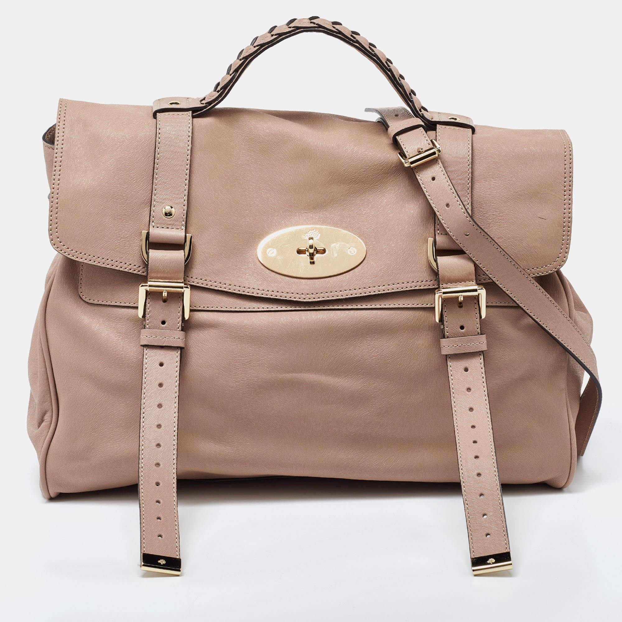 Mulberry Pink Leather Oversized Alexa Satchel