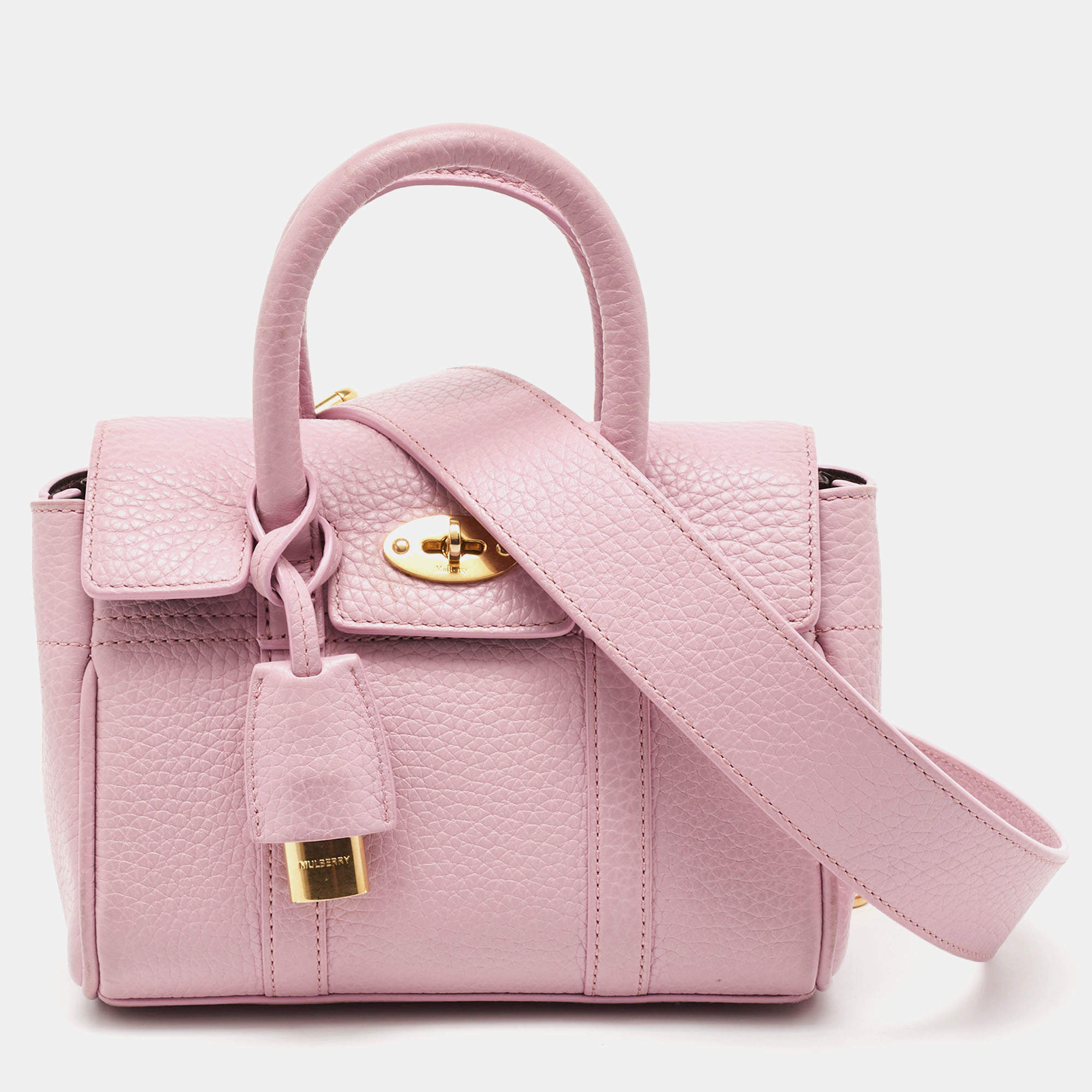 Pre Owned Mulberry Light Pink Leather Mini Bayswater Satchel