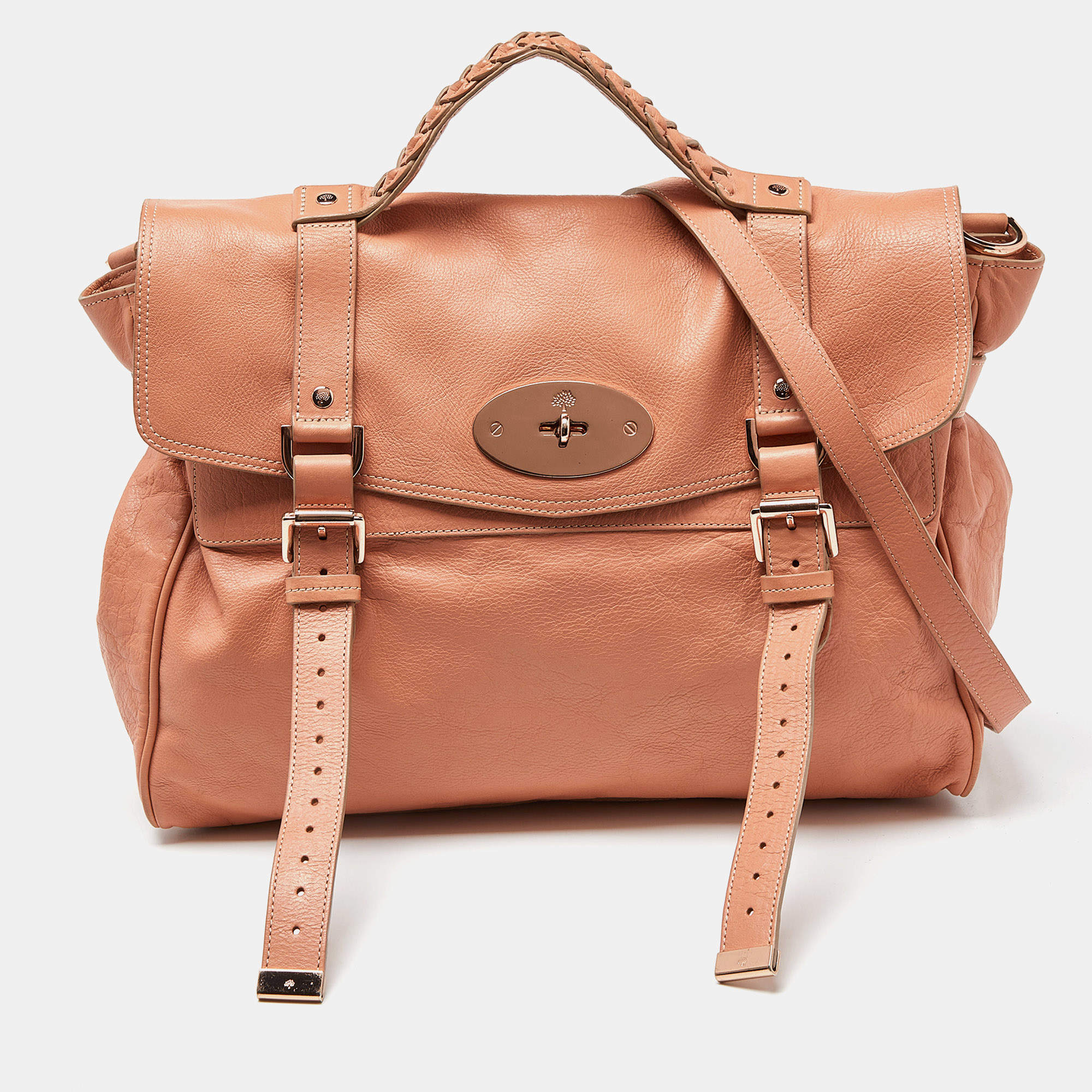 Mulberry Peach Leather Oversized Alexa Satchel