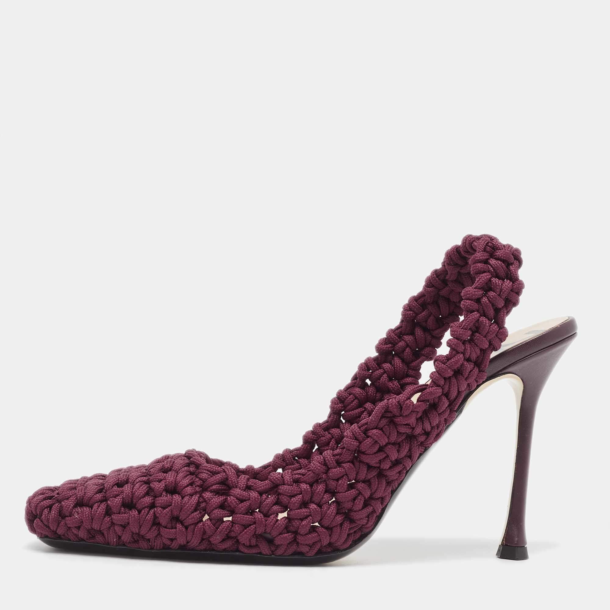 Nº21 Burgundy Crochet Slingback Pumps Size 40
